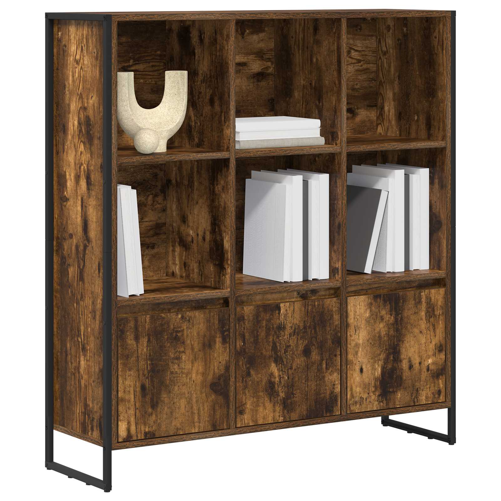 Boekenkast 2 pcs Rook Eik 99,5 x 30 x 108,5 cm Bewerkt hout is nu te koop bij PeponiXL, paradijselijk wonen!