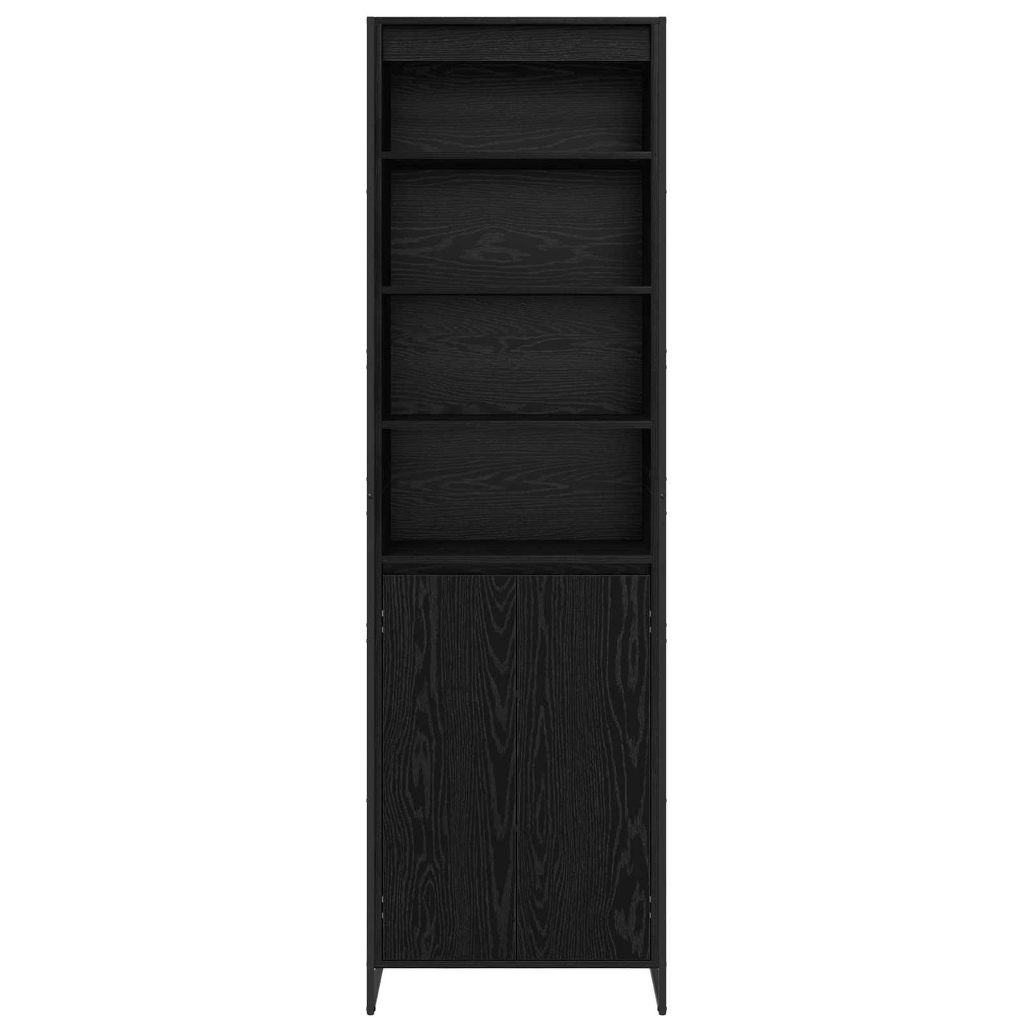 Hoge Kasten Zwart Eiken 60 x 36 x 200 cm Bewerkt hout is nu te koop bij PeponiXL, paradijselijk wonen!