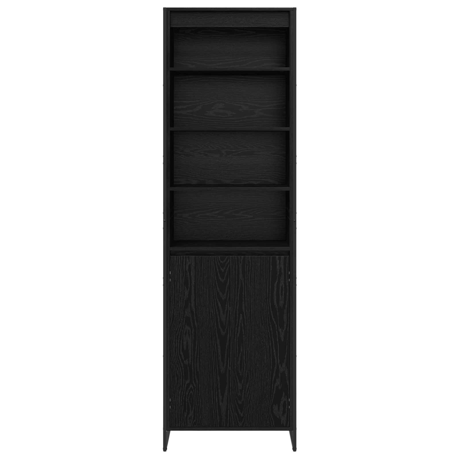 Hoge Kasten Zwart Eiken 60 x 36 x 200 cm Bewerkt hout is nu te koop bij PeponiXL, paradijselijk wonen!