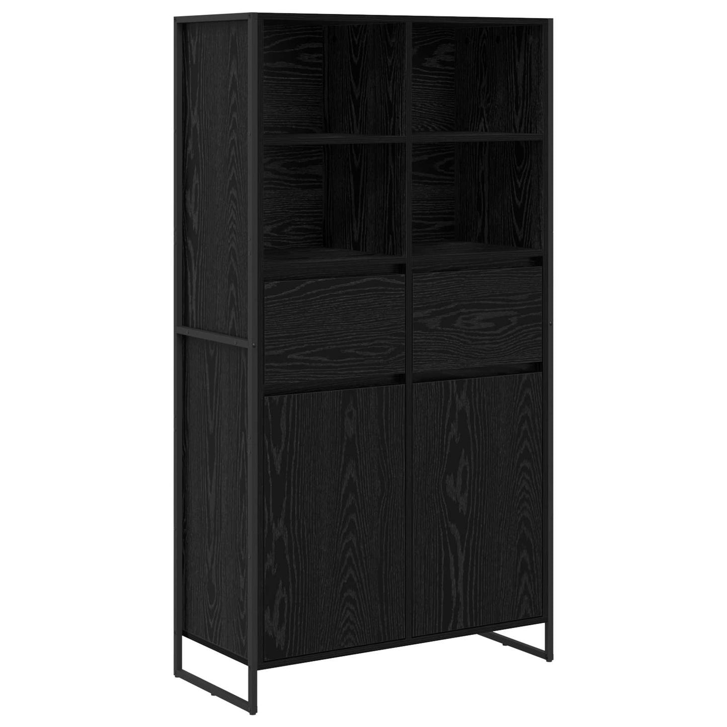Dressoir 2 pcs Zwart Eiken 81 x 36 x 150.5 cm Bewerkt hout is nu te koop bij PeponiXL, paradijselijk wonen!