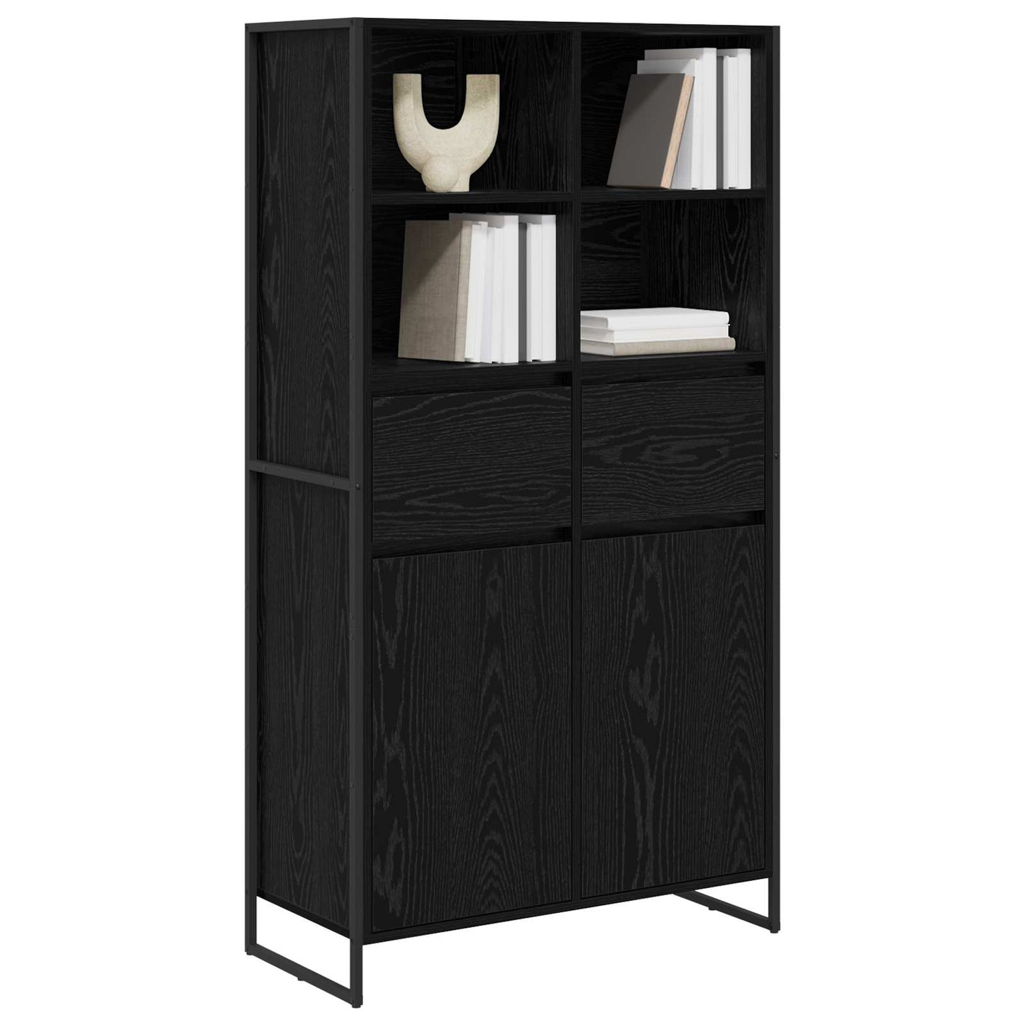 Dressoir 2 pcs Zwart Eiken 81 x 36 x 150.5 cm Bewerkt hout is nu te koop bij PeponiXL, paradijselijk wonen!