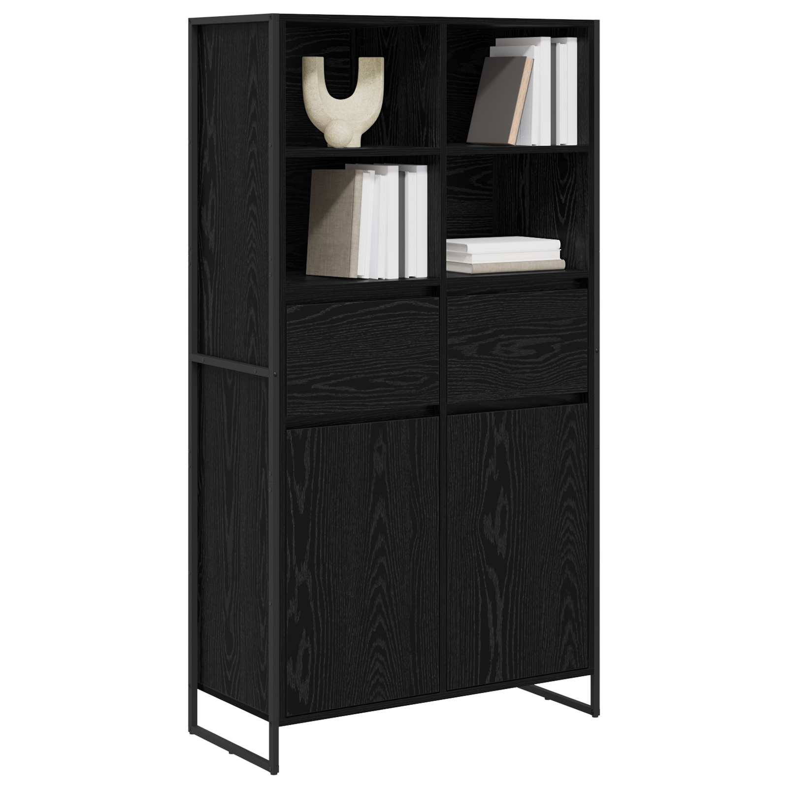 Dressoir 2 pcs Zwart Eiken 81 x 36 x 150.5 cm Bewerkt hout is nu te koop bij PeponiXL, paradijselijk wonen!
