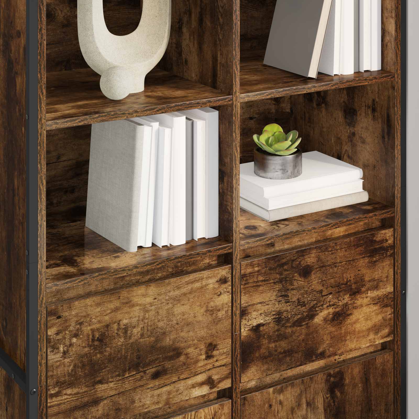 Dressoir 2 pcs Rook Eik 81 x 36 x 150.5 cm Bewerkt hout is nu te koop bij PeponiXL, paradijselijk wonen!