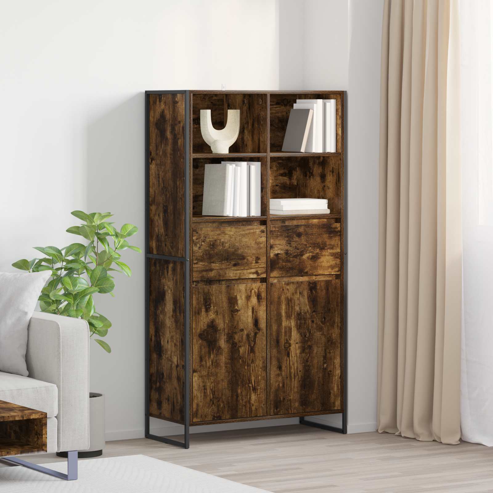 Dressoir 2 pcs Rook Eik 81 x 36 x 150.5 cm Bewerkt hout is nu te koop bij PeponiXL, paradijselijk wonen!