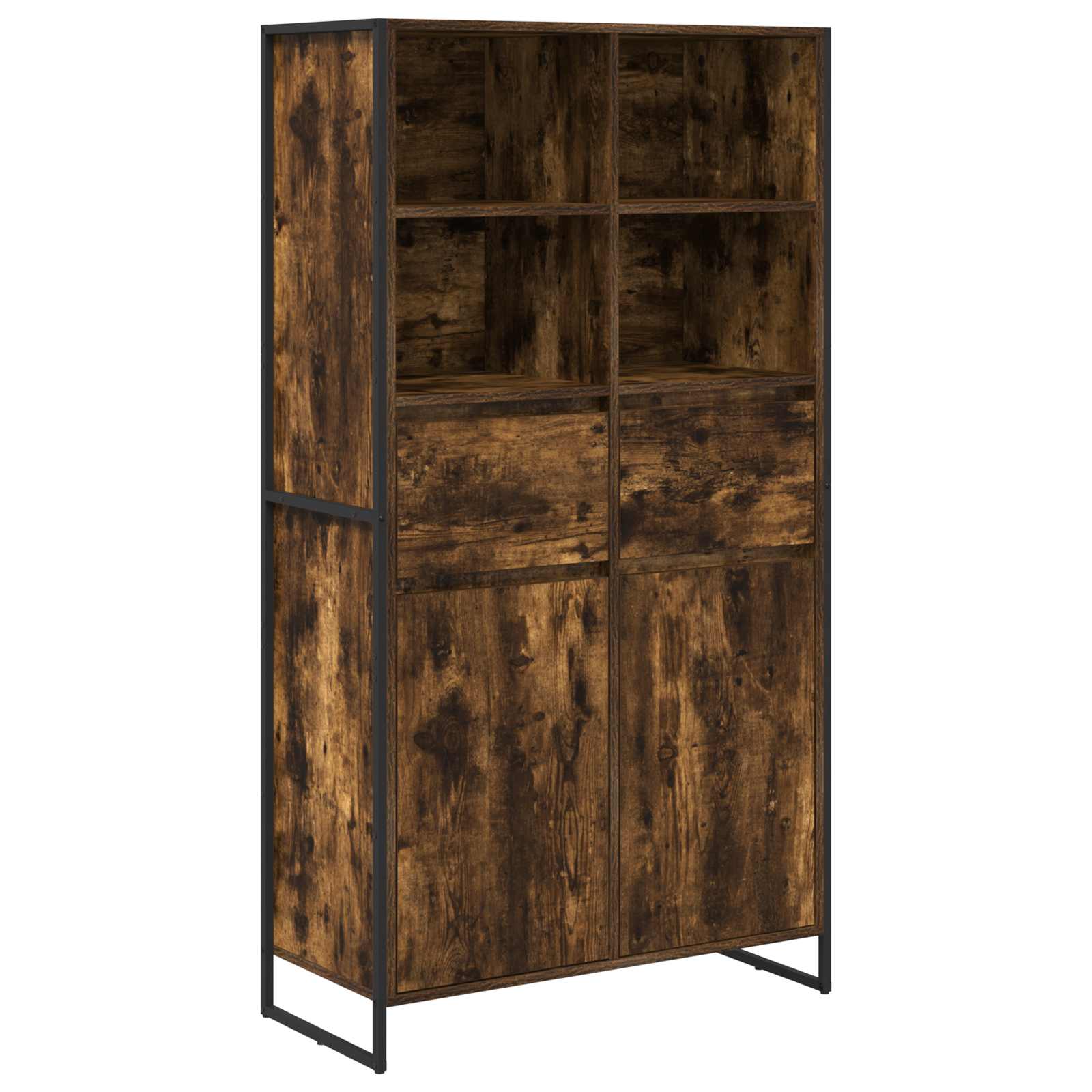 Dressoir 2 pcs Rook Eik 81 x 36 x 150.5 cm Bewerkt hout is nu te koop bij PeponiXL, paradijselijk wonen!