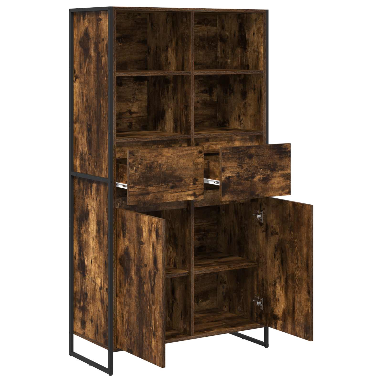 Dressoir 2 pcs Rook Eik 81 x 36 x 150.5 cm Bewerkt hout is nu te koop bij PeponiXL, paradijselijk wonen!