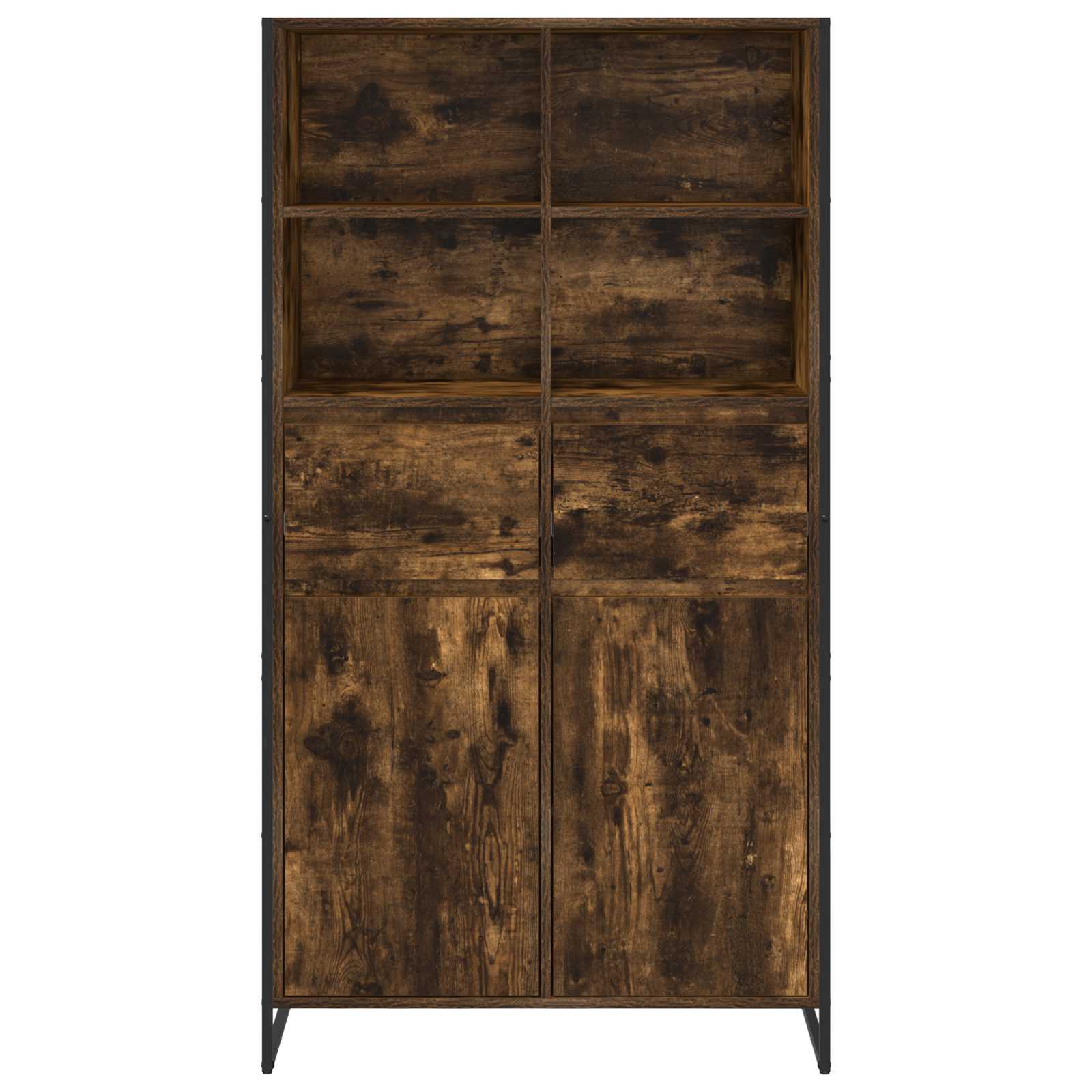 Dressoir 2 pcs Rook Eik 81 x 36 x 150.5 cm Bewerkt hout is nu te koop bij PeponiXL, paradijselijk wonen!