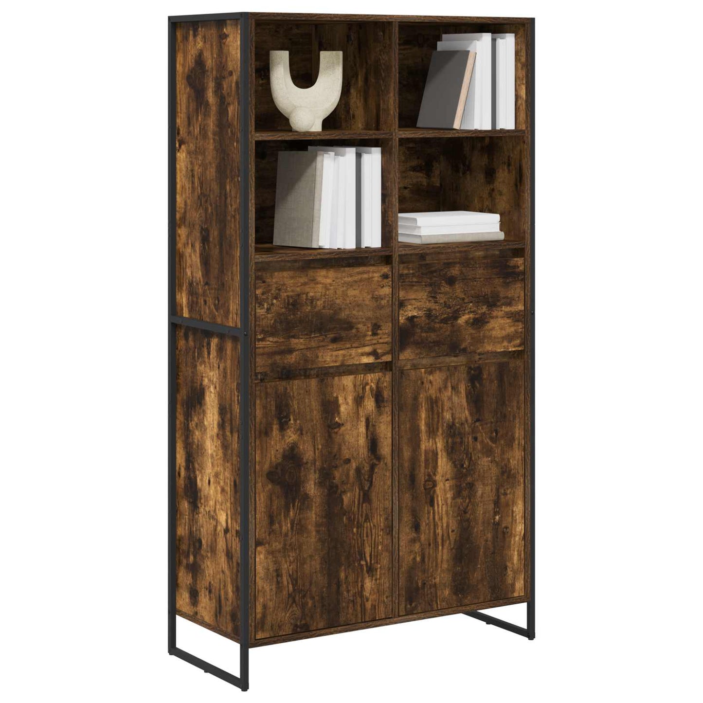 Dressoir 2 pcs Rook Eik 81 x 36 x 150.5 cm Bewerkt hout is nu te koop bij PeponiXL, paradijselijk wonen!