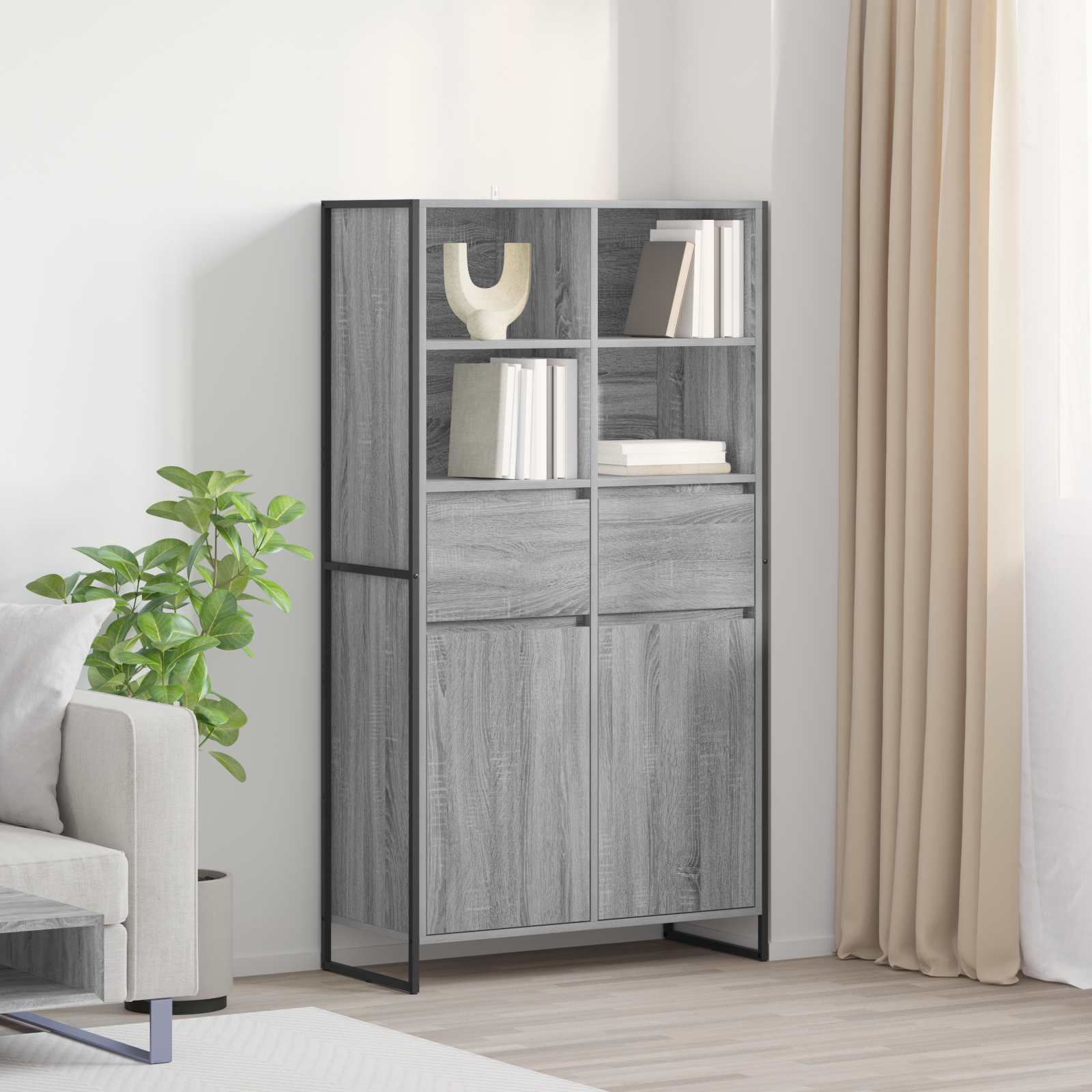 Dressoir 2 pcs Grijs Sonoma 81 x 36 x 150.5 cm Bewerkt hout is nu te koop bij PeponiXL, paradijselijk wonen!