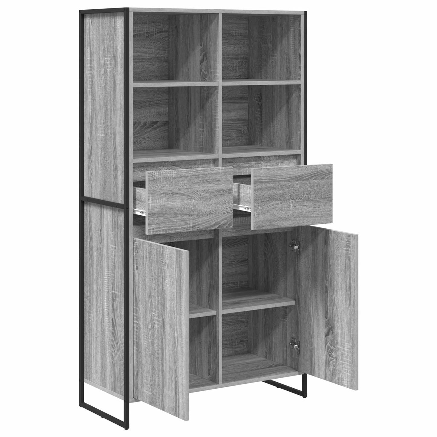 Dressoir 2 pcs Grijs Sonoma 81 x 36 x 150.5 cm Bewerkt hout is nu te koop bij PeponiXL, paradijselijk wonen!