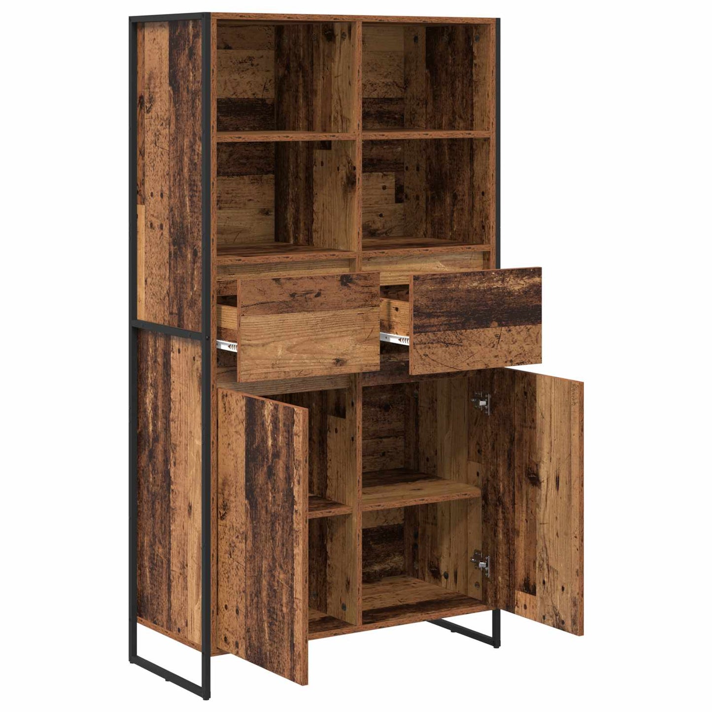 Dressoir 2 pcs Oud Hout 81 x 36 x 150.5 cm Bewerkt hout is nu te koop bij PeponiXL, paradijselijk wonen!