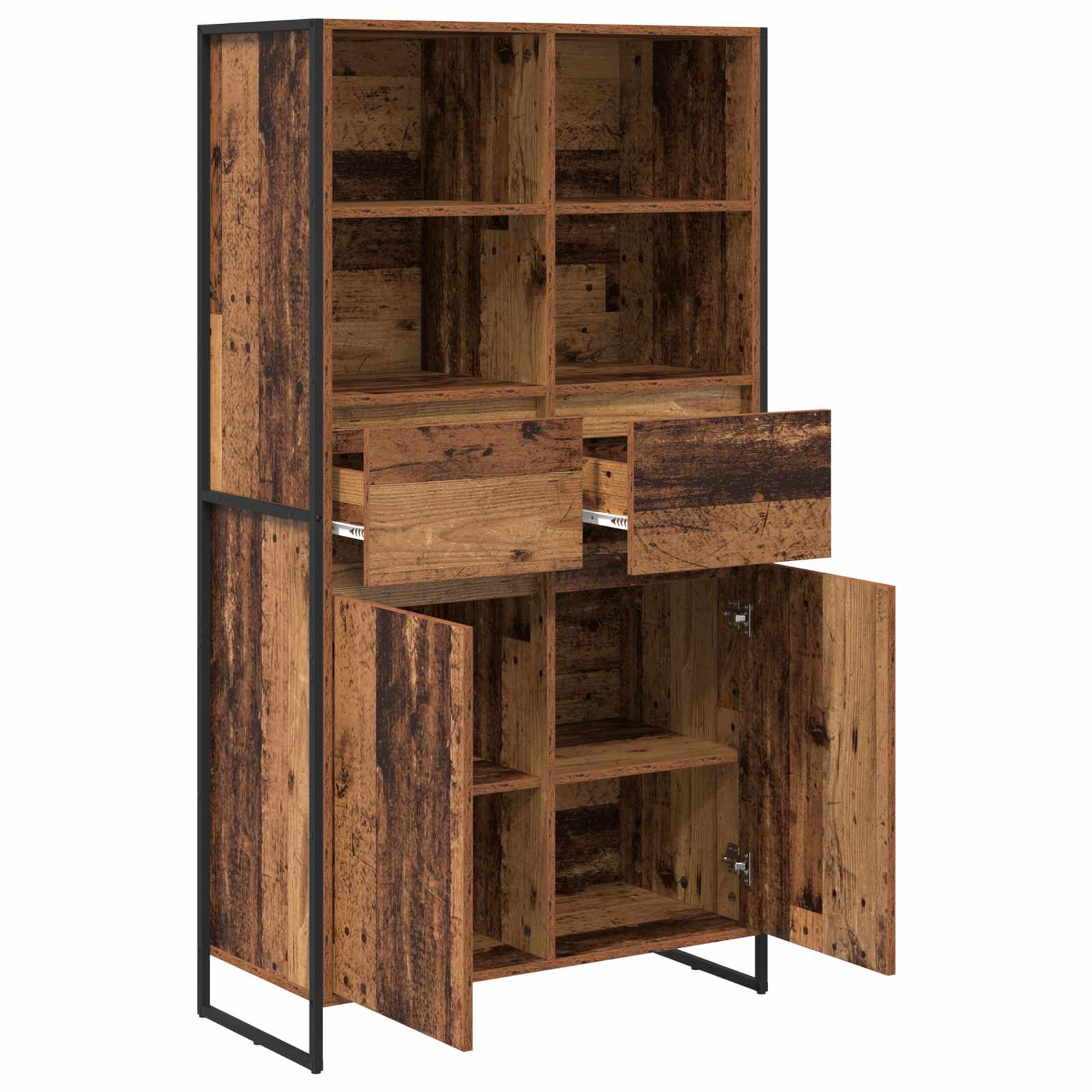 Dressoir 2 pcs Oud Hout 81 x 36 x 150.5 cm Bewerkt hout is nu te koop bij PeponiXL, paradijselijk wonen!