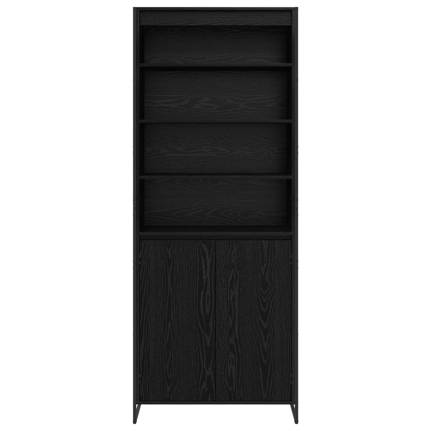 Hoge Kasten Zwart Eiken 79 x 36 x 200 cm Bewerkt hout is nu te koop bij PeponiXL, paradijselijk wonen!