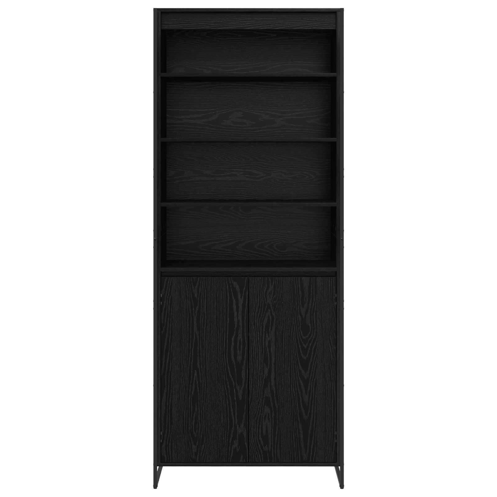 Hoge Kasten Zwart Eiken 79 x 36 x 200 cm Bewerkt hout is nu te koop bij PeponiXL, paradijselijk wonen!