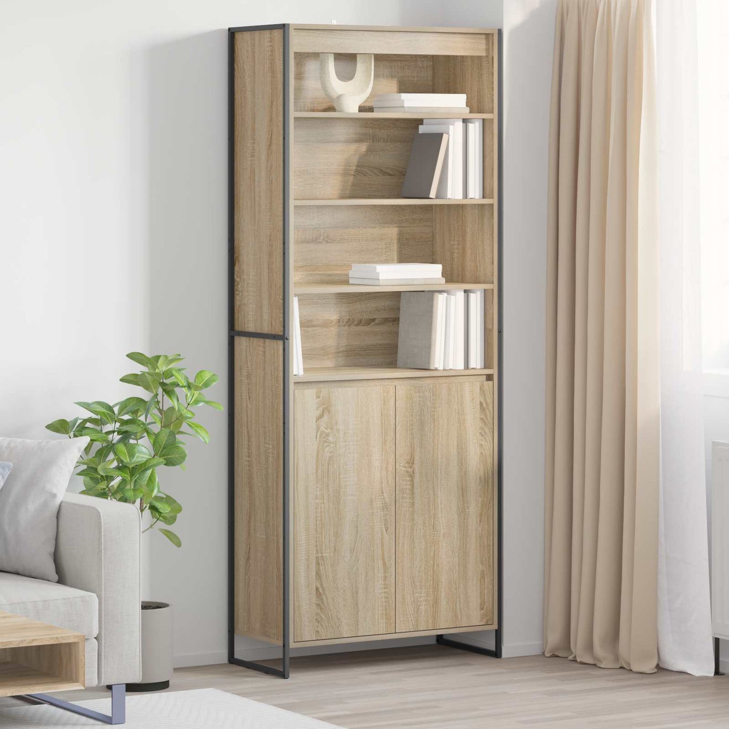 Hoge Kasten Sonoma 79 x 36 x 200 cm Bewerkt hout is nu te koop bij PeponiXL, paradijselijk wonen!