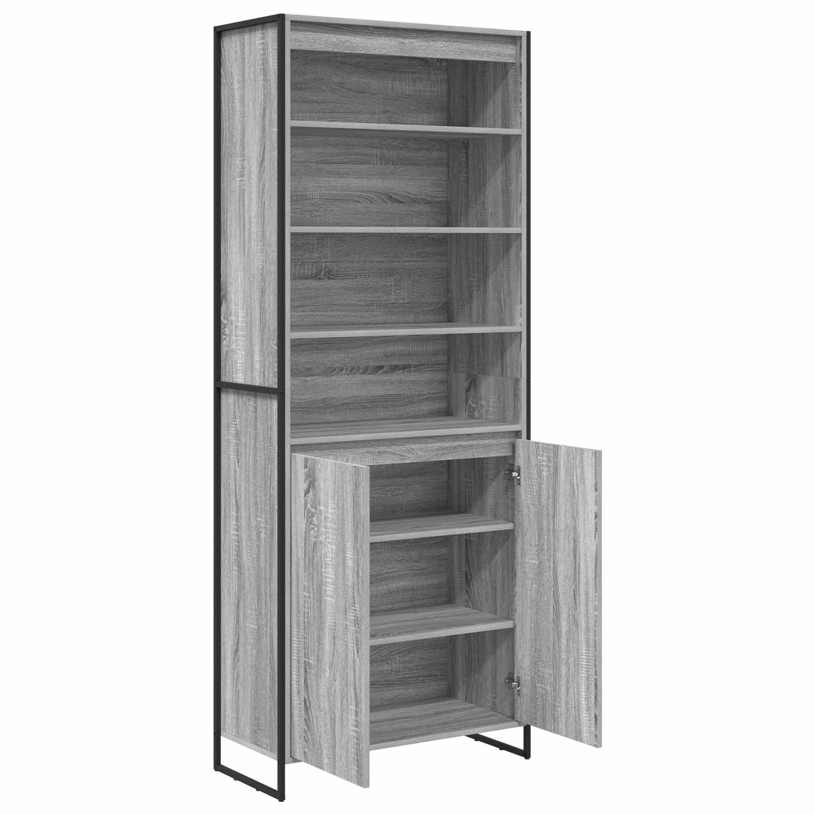 Hoge Kasten Grijs Sonoma 79 x 36 x 200 cm Bewerkt hout is nu te koop bij PeponiXL, paradijselijk wonen!