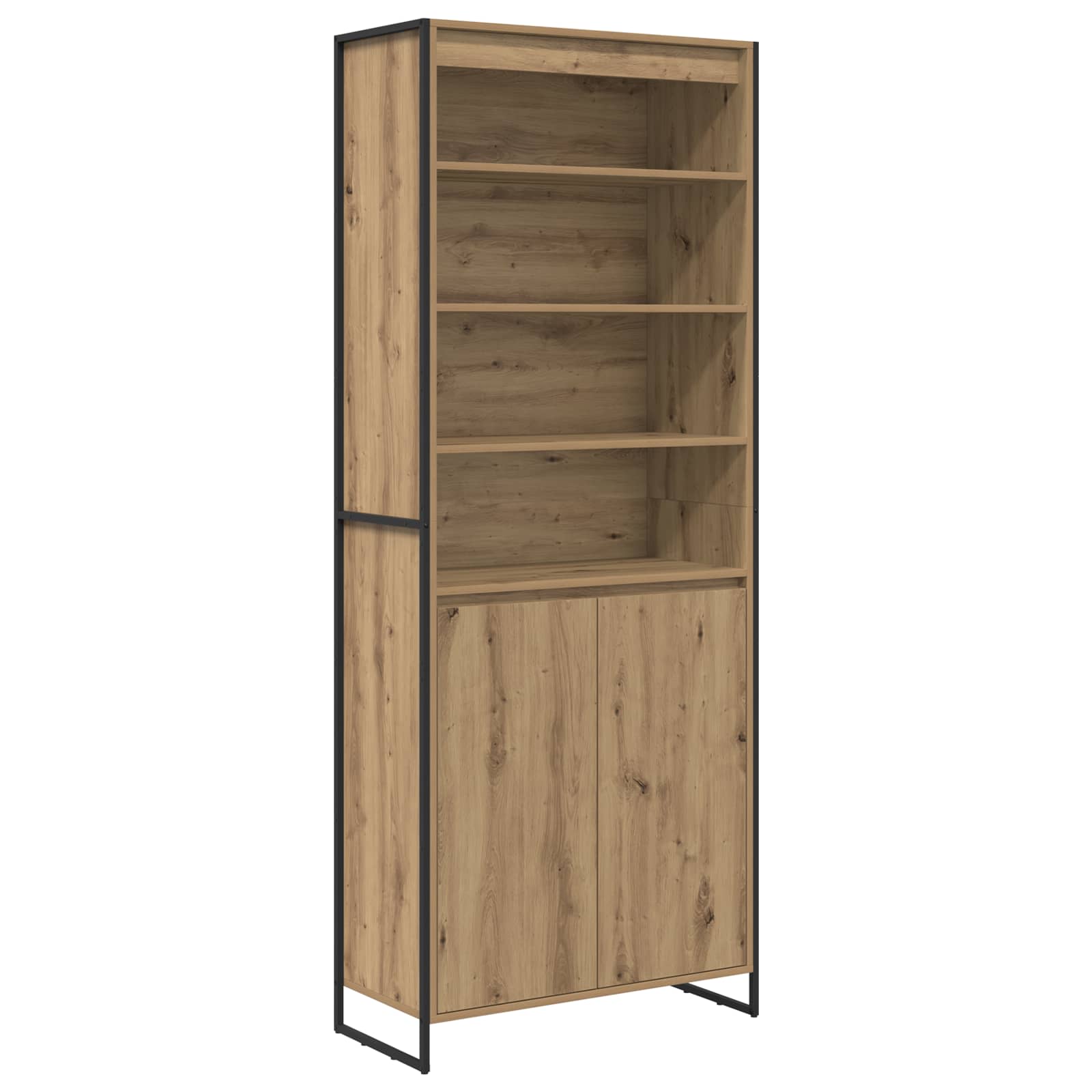 Hoge Kasten Ambachtelijk eiken 79 x 36 x 200 cm Bewerkt hout is nu te koop bij PeponiXL, paradijselijk wonen!