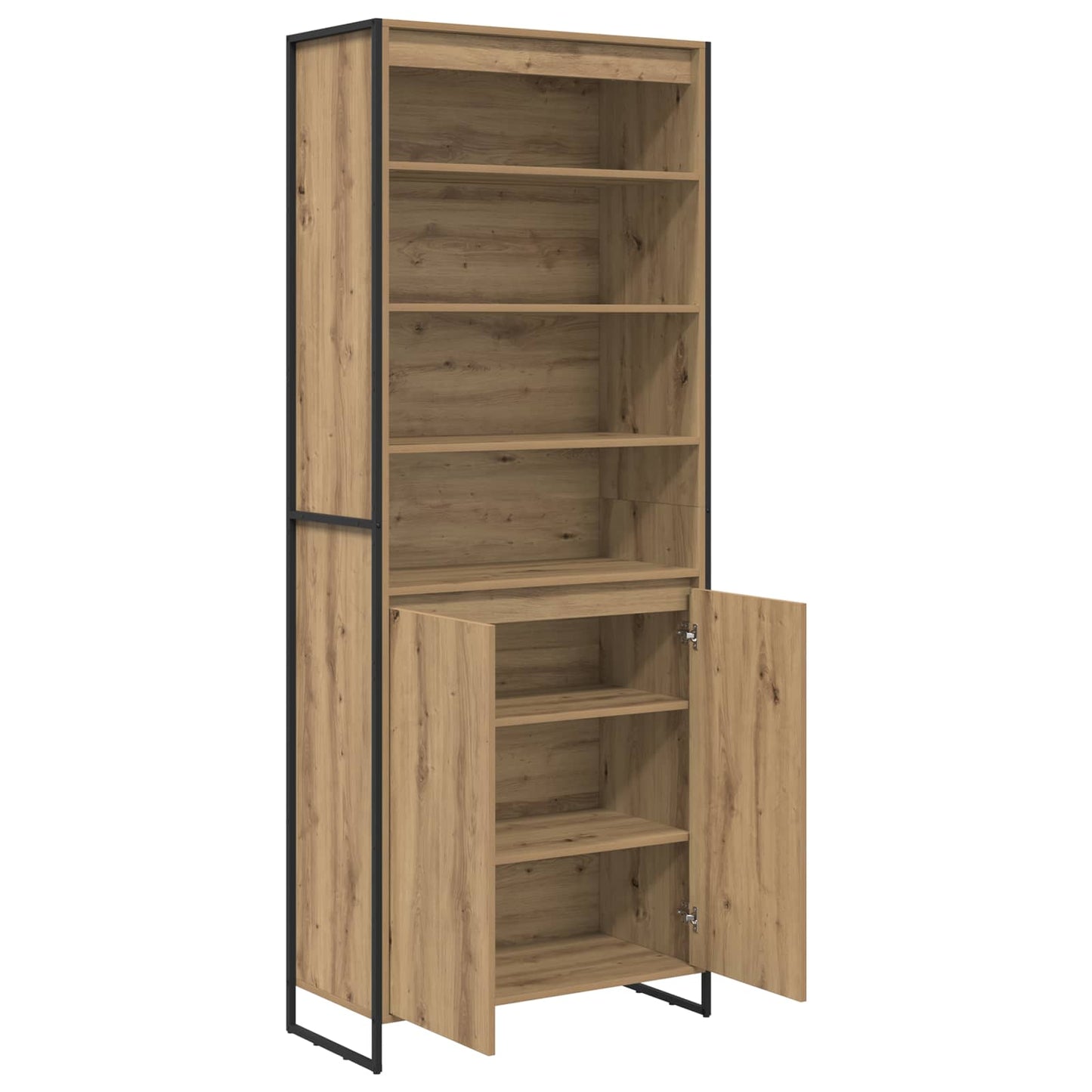 Hoge Kasten Ambachtelijk eiken 79 x 36 x 200 cm Bewerkt hout is nu te koop bij PeponiXL, paradijselijk wonen!