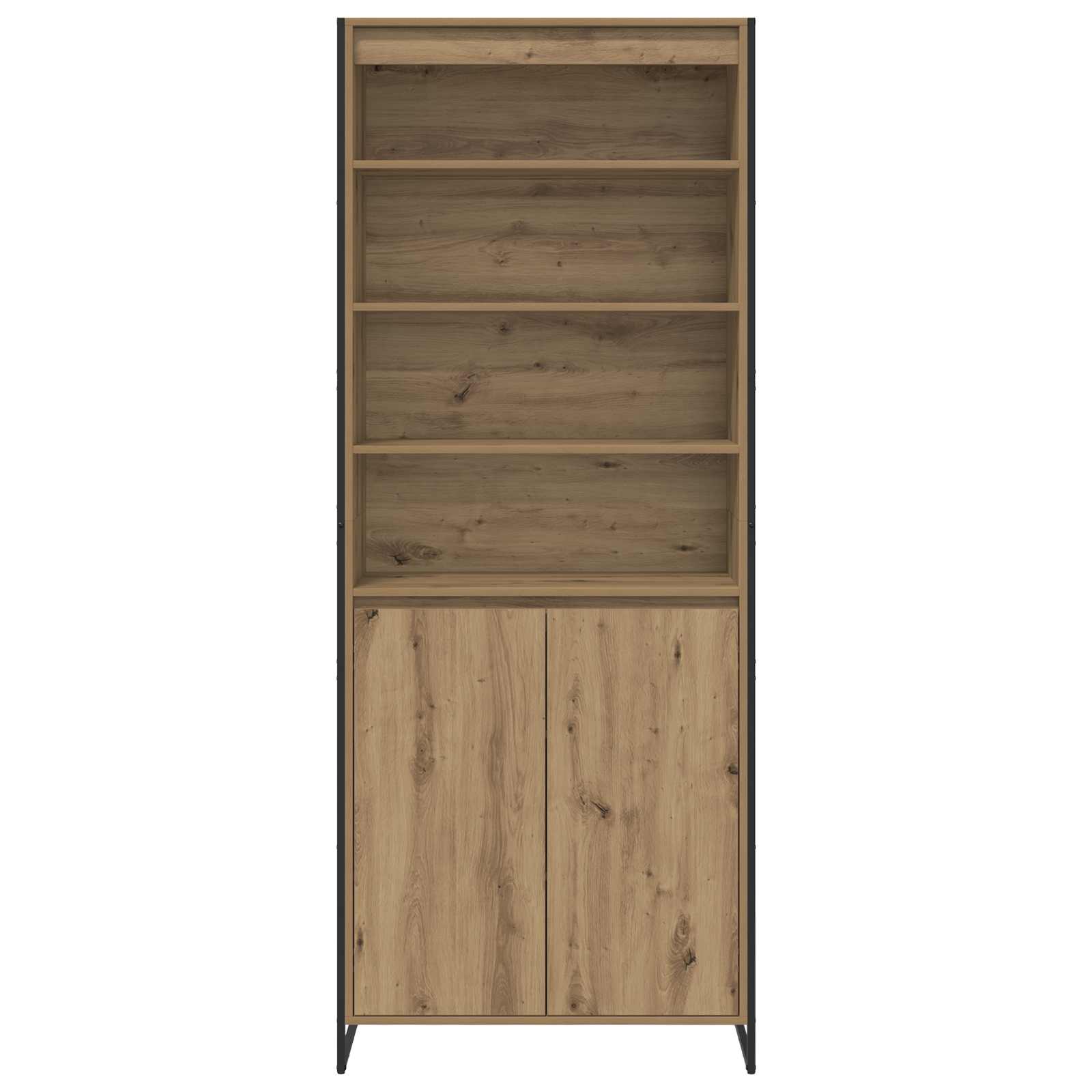 Hoge Kasten Ambachtelijk eiken 79 x 36 x 200 cm Bewerkt hout is nu te koop bij PeponiXL, paradijselijk wonen!