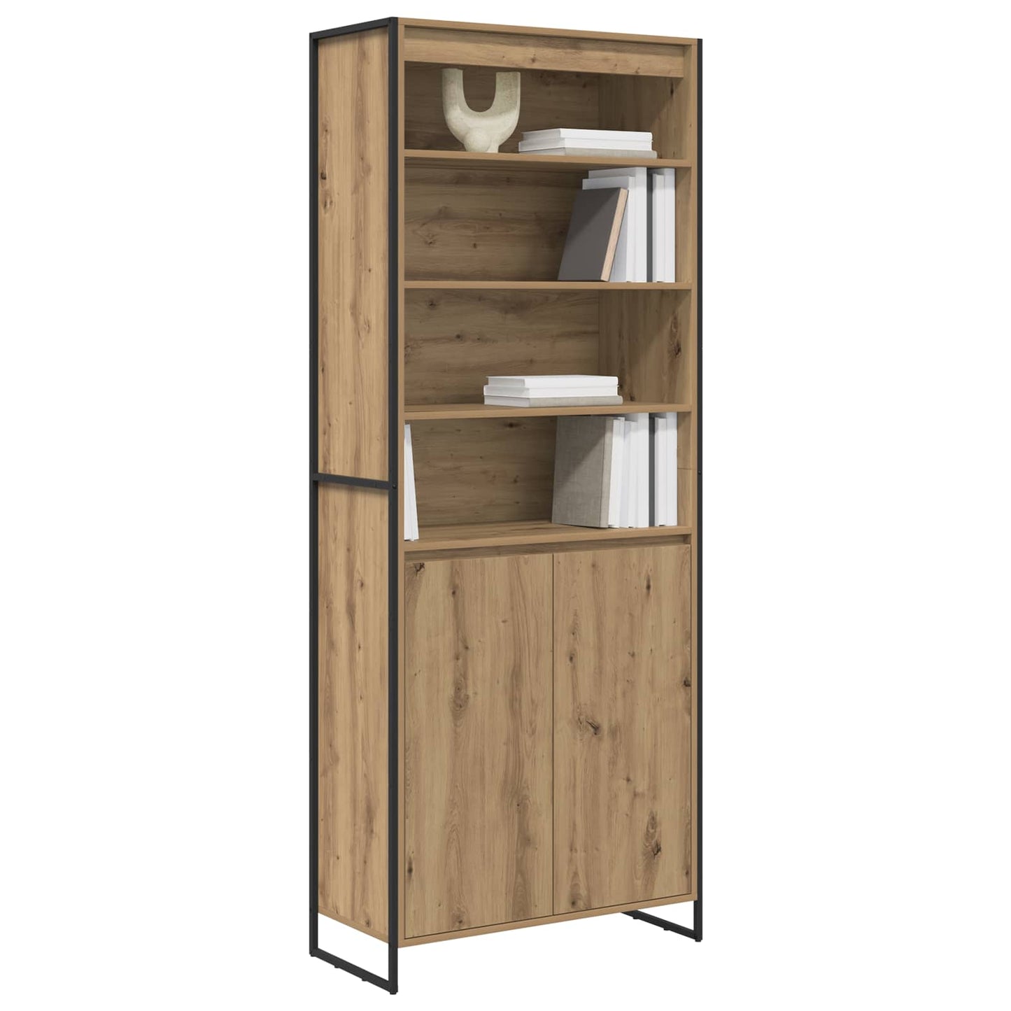 Hoge Kasten Ambachtelijk eiken 79 x 36 x 200 cm Bewerkt hout is nu te koop bij PeponiXL, paradijselijk wonen!