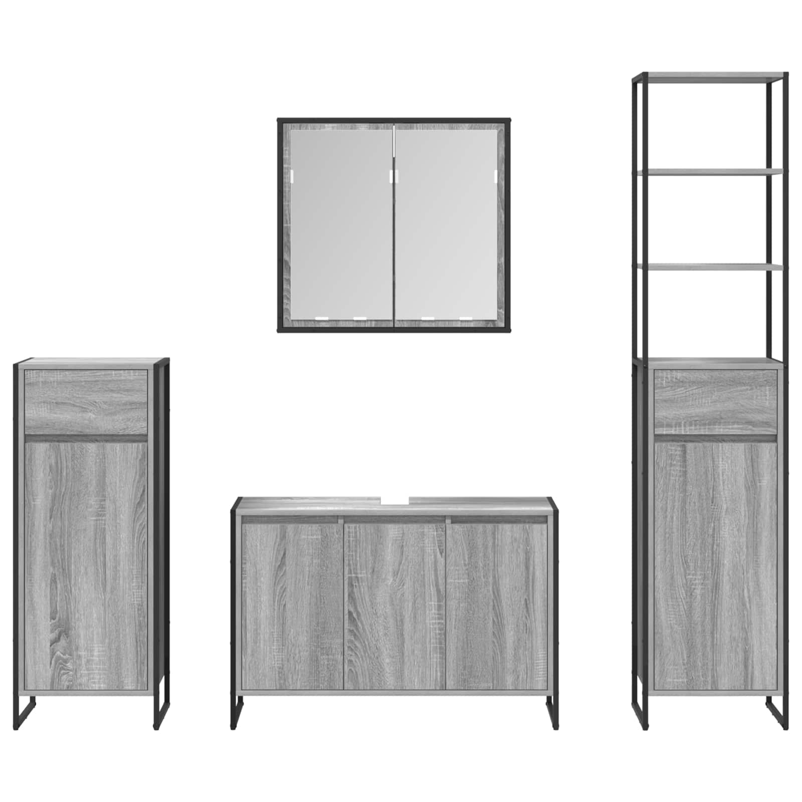 Badkamermeubelset met lade met plank Grijs Sonoma Bewerkt hout is nu te koop bij PeponiXL, paradijselijk wonen!