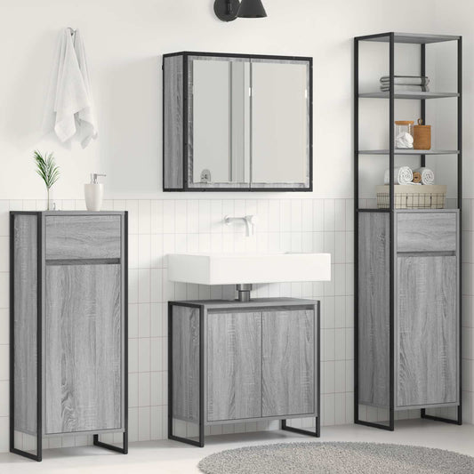 Badkamermeubelset met lade met plank Grijs Sonoma Bewerkt hout is nu te koop bij PeponiXL, paradijselijk wonen!