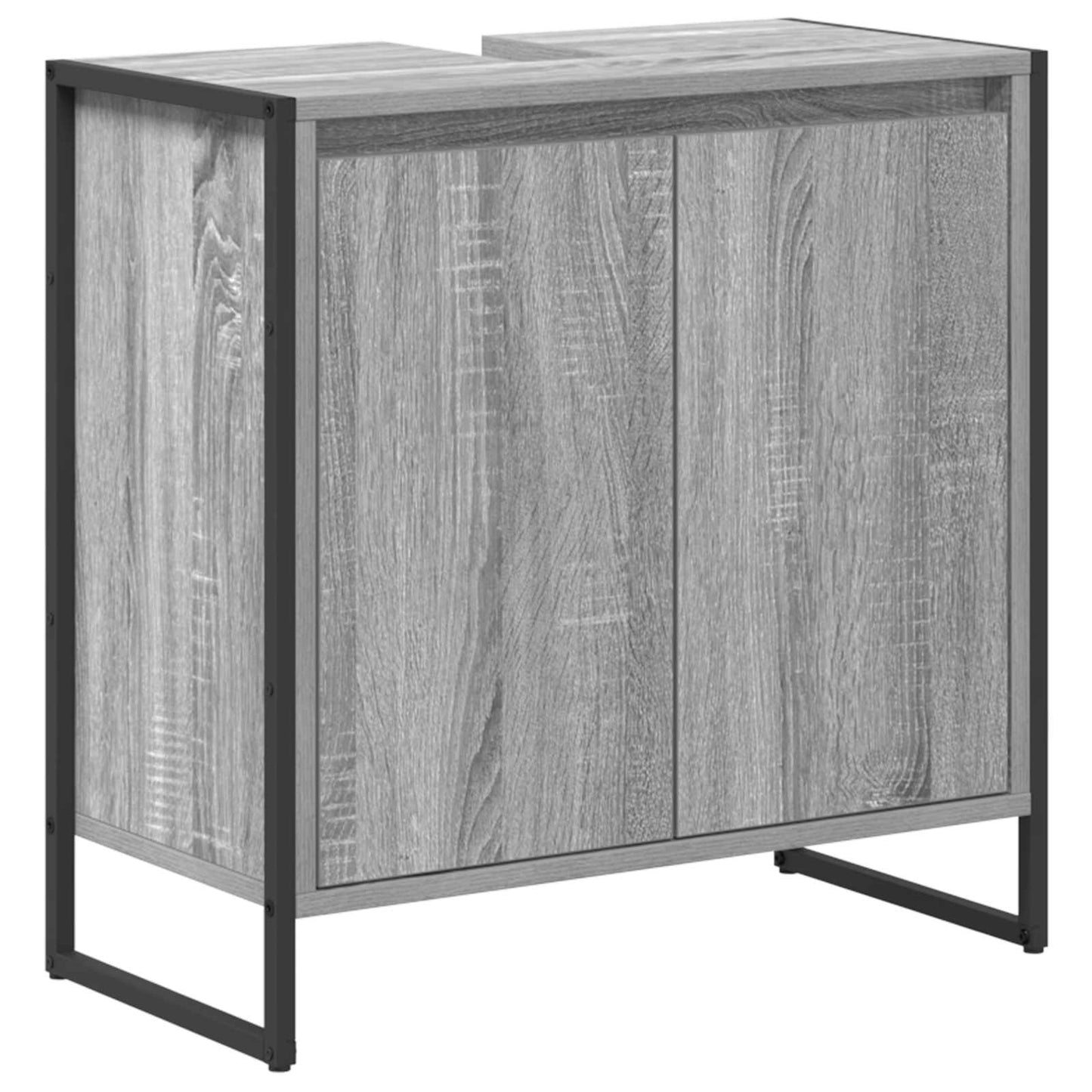Badkamermeubelset met lade met plank Grijs Sonoma Bewerkt hout is nu te koop bij PeponiXL, paradijselijk wonen!