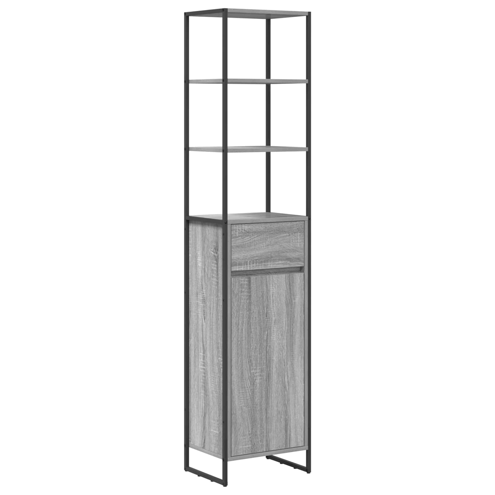 Badkamermeubelset met lade met plank Grijs Sonoma Bewerkt hout is nu te koop bij PeponiXL, paradijselijk wonen!
