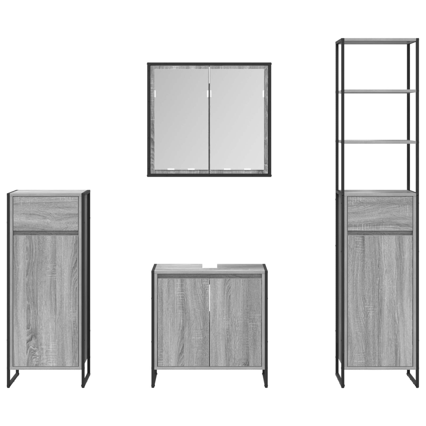 Badkamermeubelset met lade met plank Grijs Sonoma Bewerkt hout is nu te koop bij PeponiXL, paradijselijk wonen!