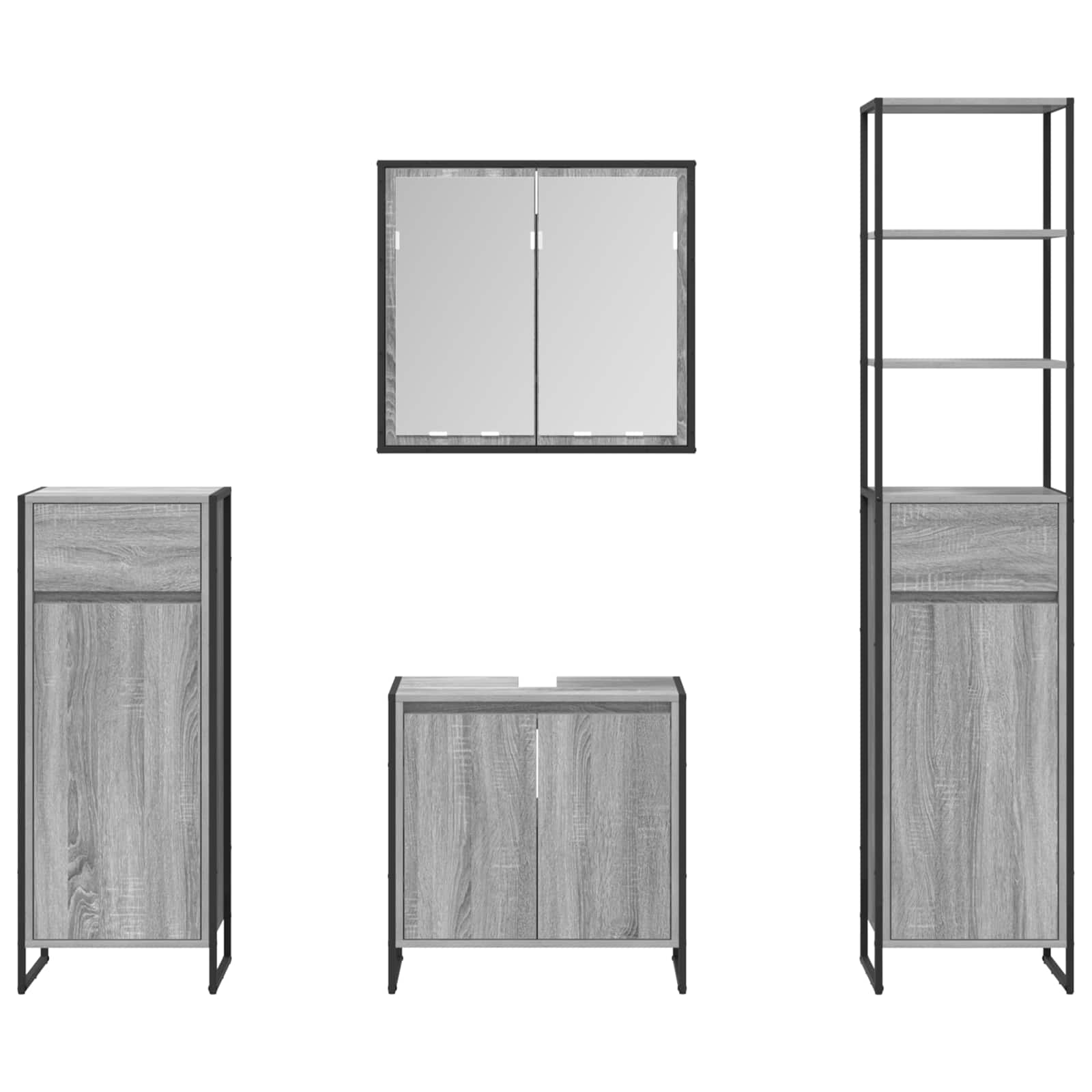 Badkamermeubelset met lade met plank Grijs Sonoma Bewerkt hout is nu te koop bij PeponiXL, paradijselijk wonen!