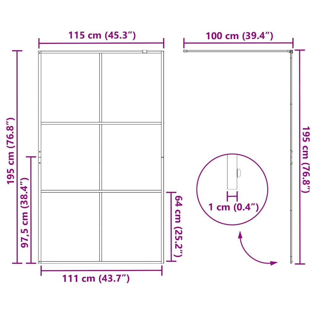 Inloop Douche Wand Zwart 115 x 195 cm gehard glas is nu te koop bij PeponiXL, paradijselijk wonen!