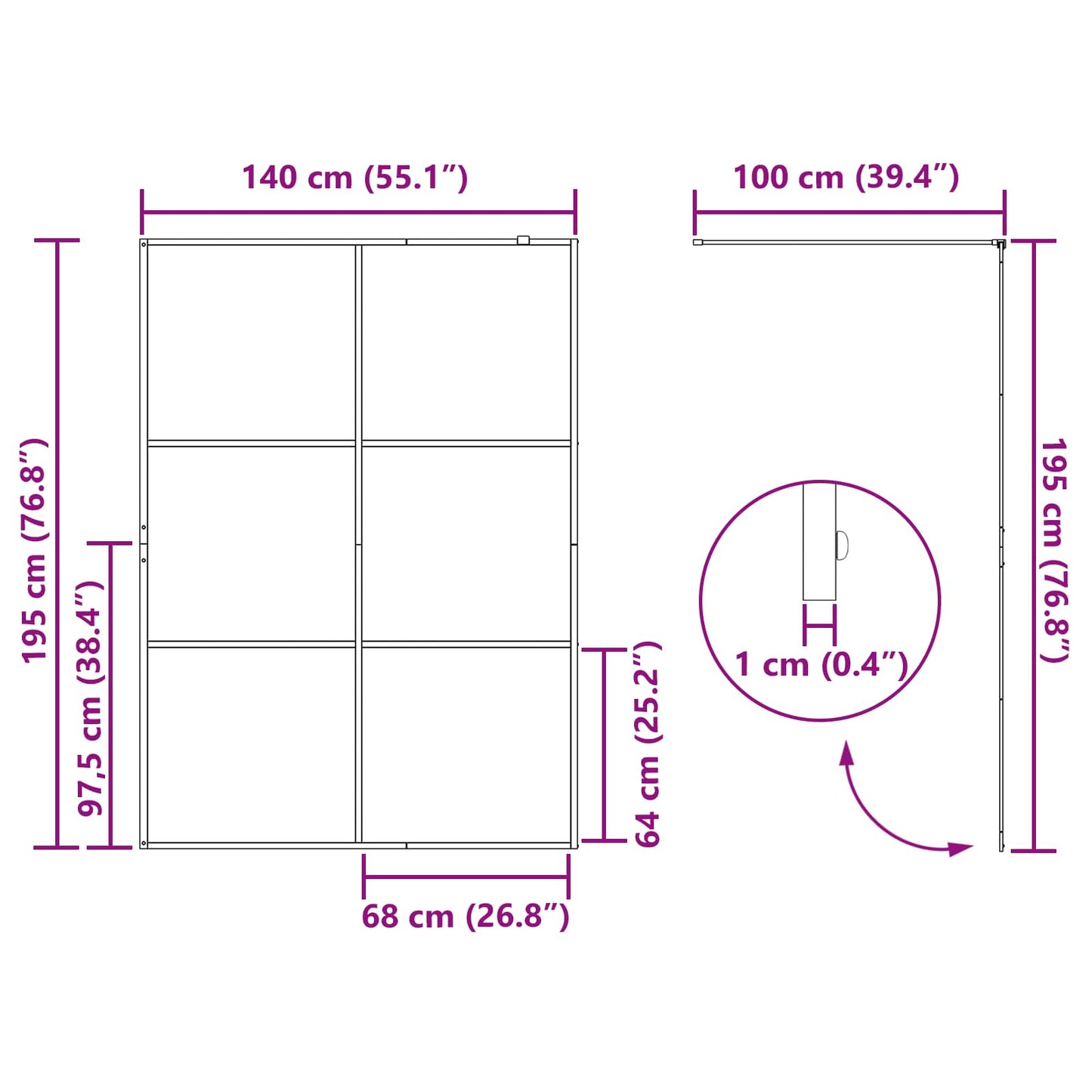 Inloop Douche Wand Zwart 140 x 195 cm gehard glas is nu te koop bij PeponiXL, paradijselijk wonen!