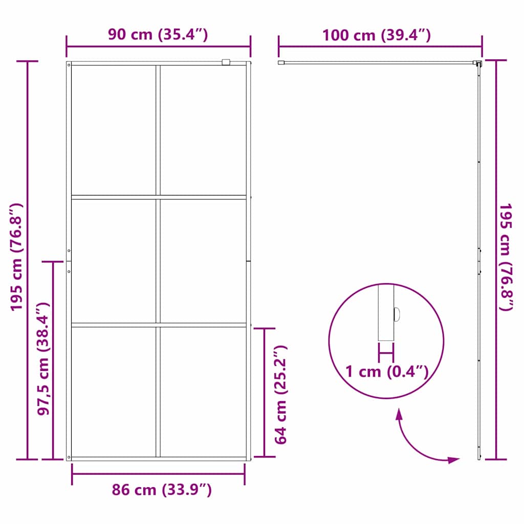 Inloop Douche Wand Goud 90 x 195 cm gehard glas is nu te koop bij PeponiXL, paradijselijk wonen!