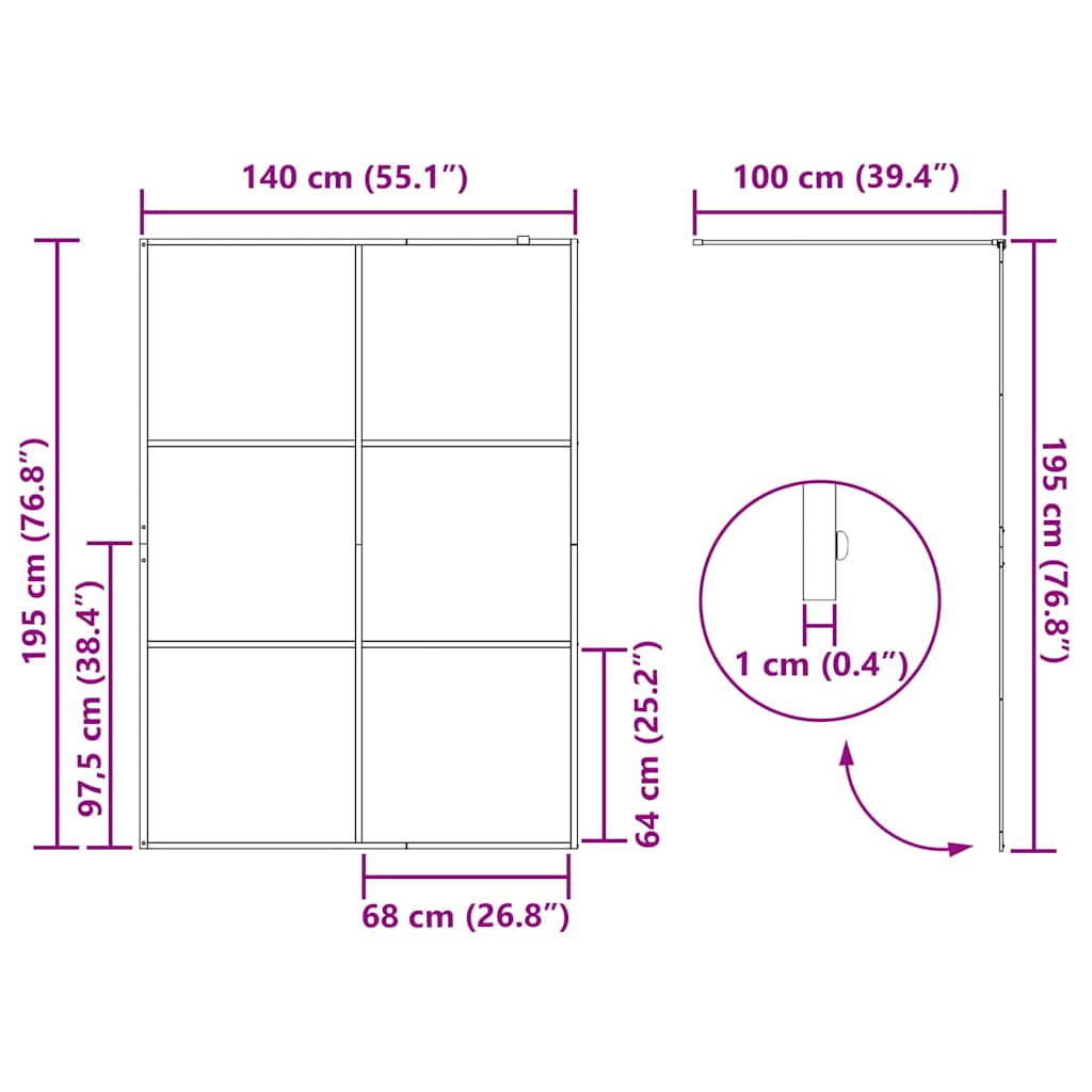 Inloop Douche Wand Goud 140 x 195 cm gehard glas is nu te koop bij PeponiXL, paradijselijk wonen!