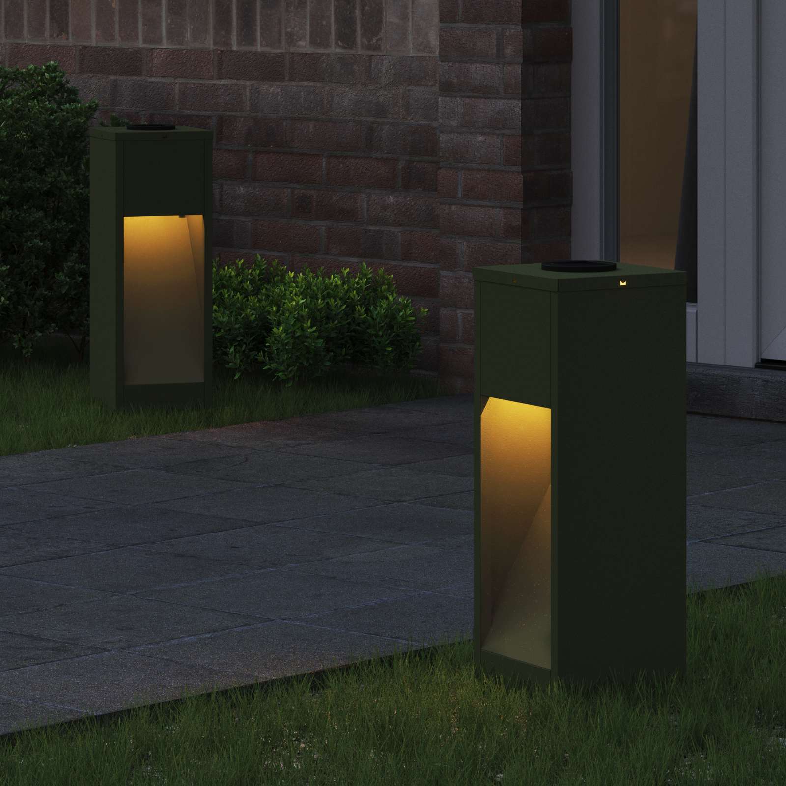 Zonne LED Padverlichting 2 pcs Olijf Groen Koudgewalst staal is nu te koop bij PeponiXL, paradijselijk wonen!