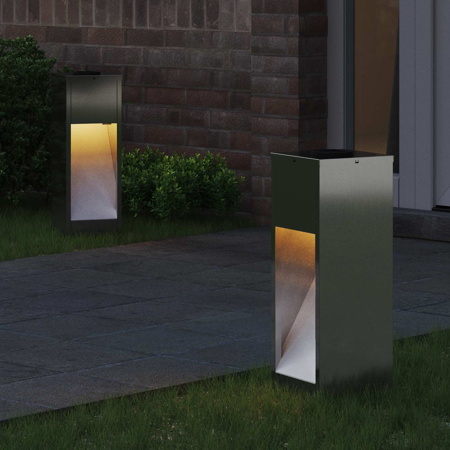Zonne LED Padverlichting 2 pcs Zilver Gegalvaniseerd is nu te koop bij PeponiXL, paradijselijk wonen!
