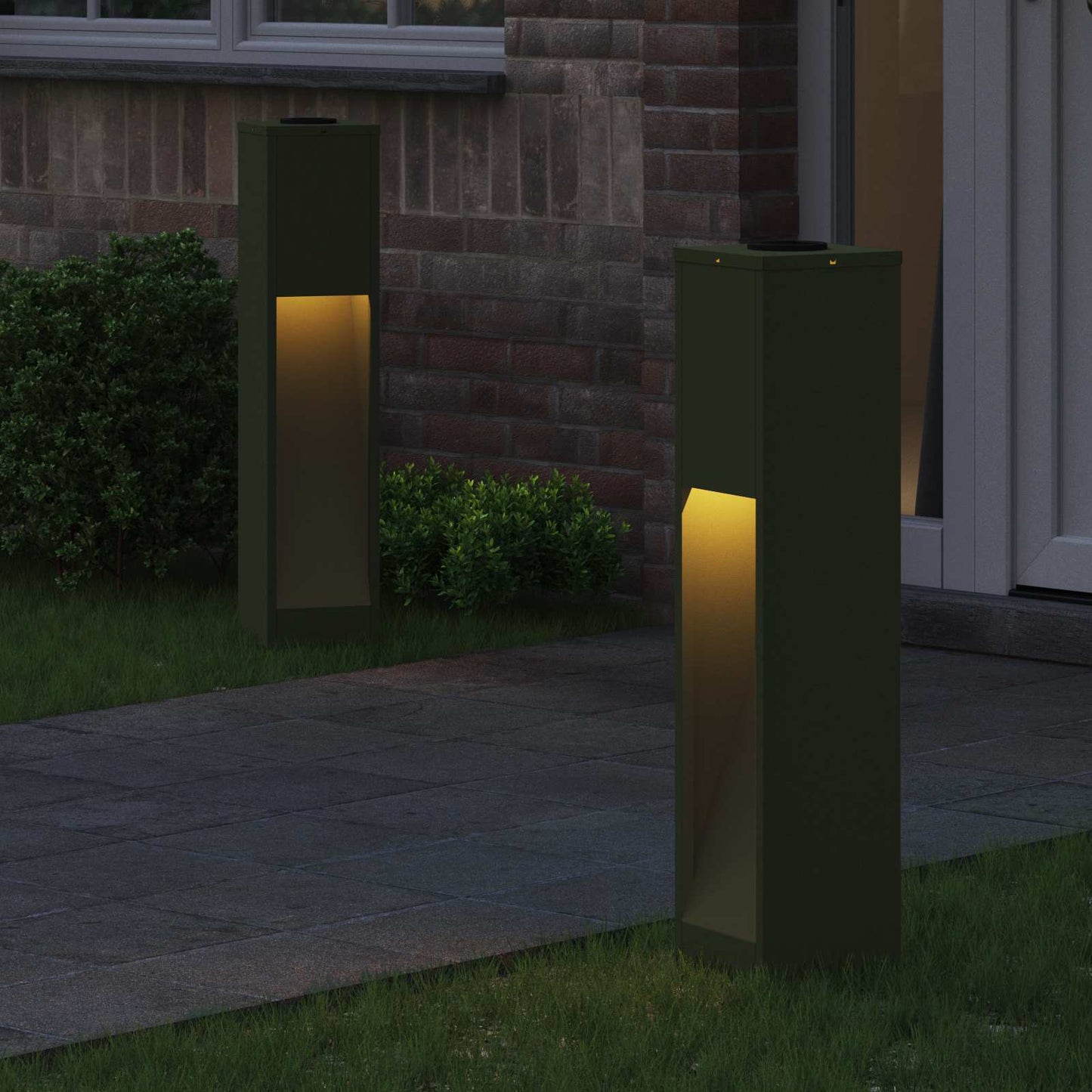 Zonne LED Padverlichting 2 pcs Olijf Groen Koudgewalst staal is nu te koop bij PeponiXL, paradijselijk wonen!