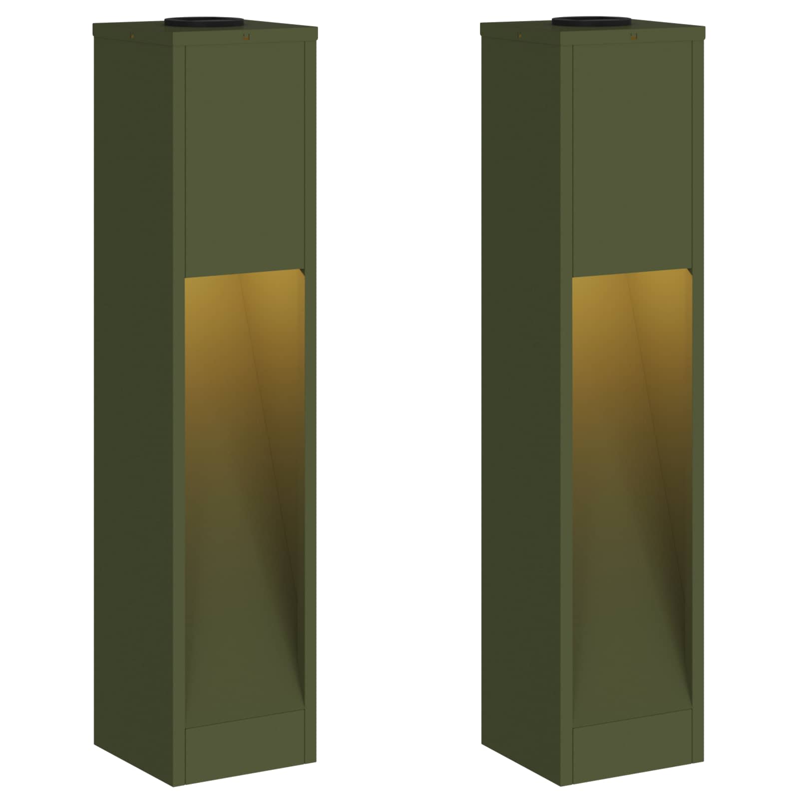 Zonne LED Padverlichting 2 pcs Olijf Groen Koudgewalst staal is nu te koop bij PeponiXL, paradijselijk wonen!