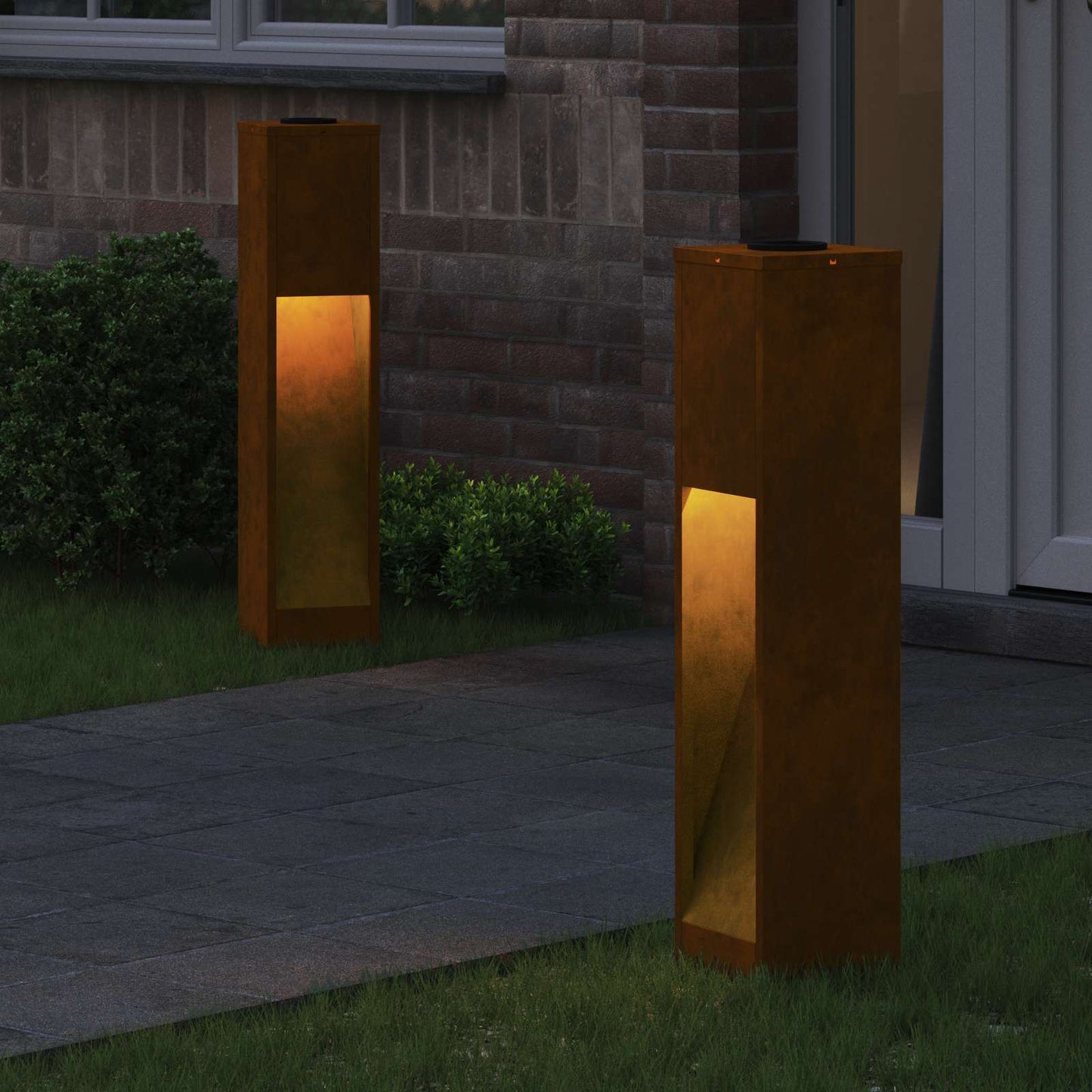 Zonne LED Padverlichting 2 pcs Brons Cortenstaal is nu te koop bij PeponiXL, paradijselijk wonen!