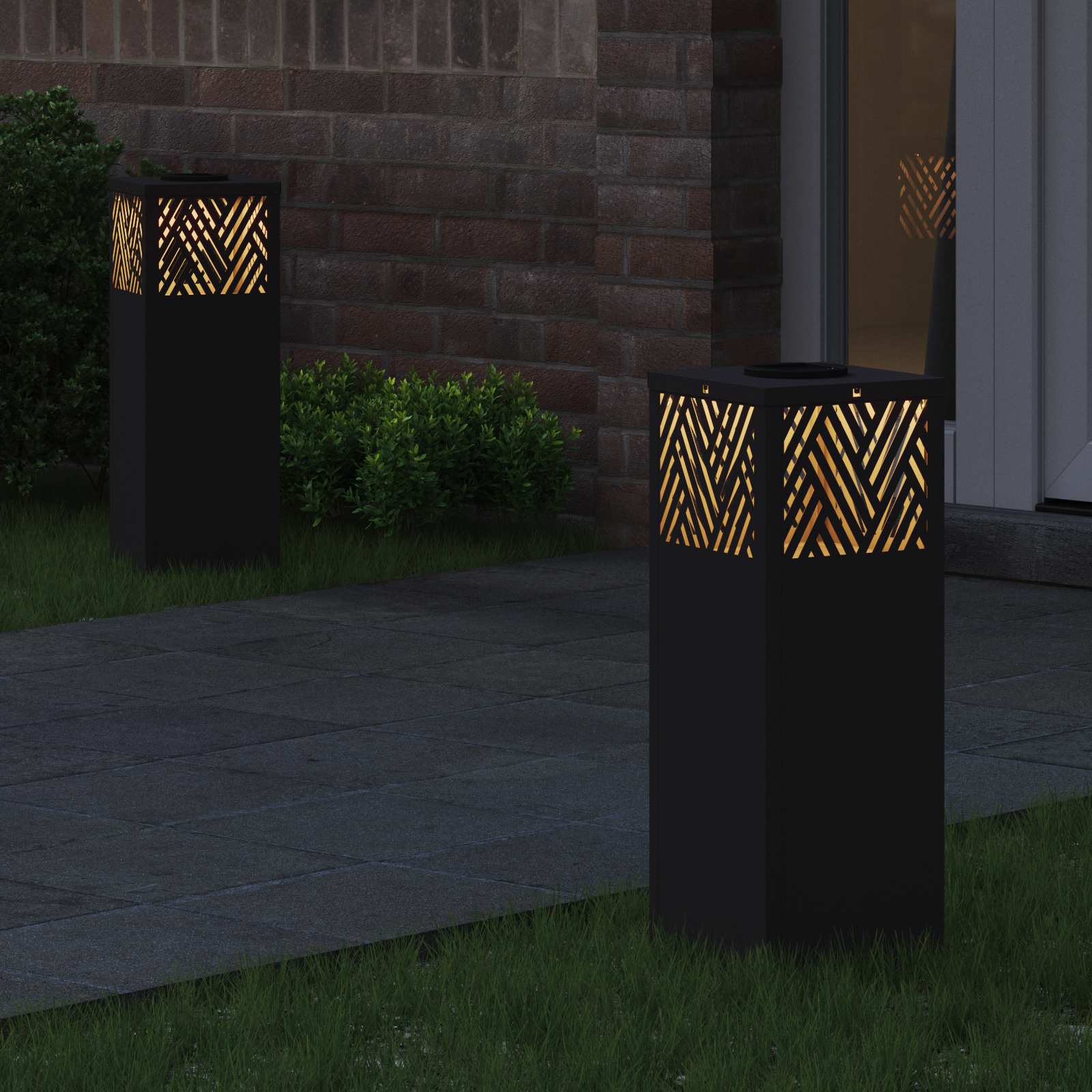 Solar LED Pad Licht Visgraat 2 pcs Zwart Koudgewalst staal is nu te koop bij PeponiXL, paradijselijk wonen!