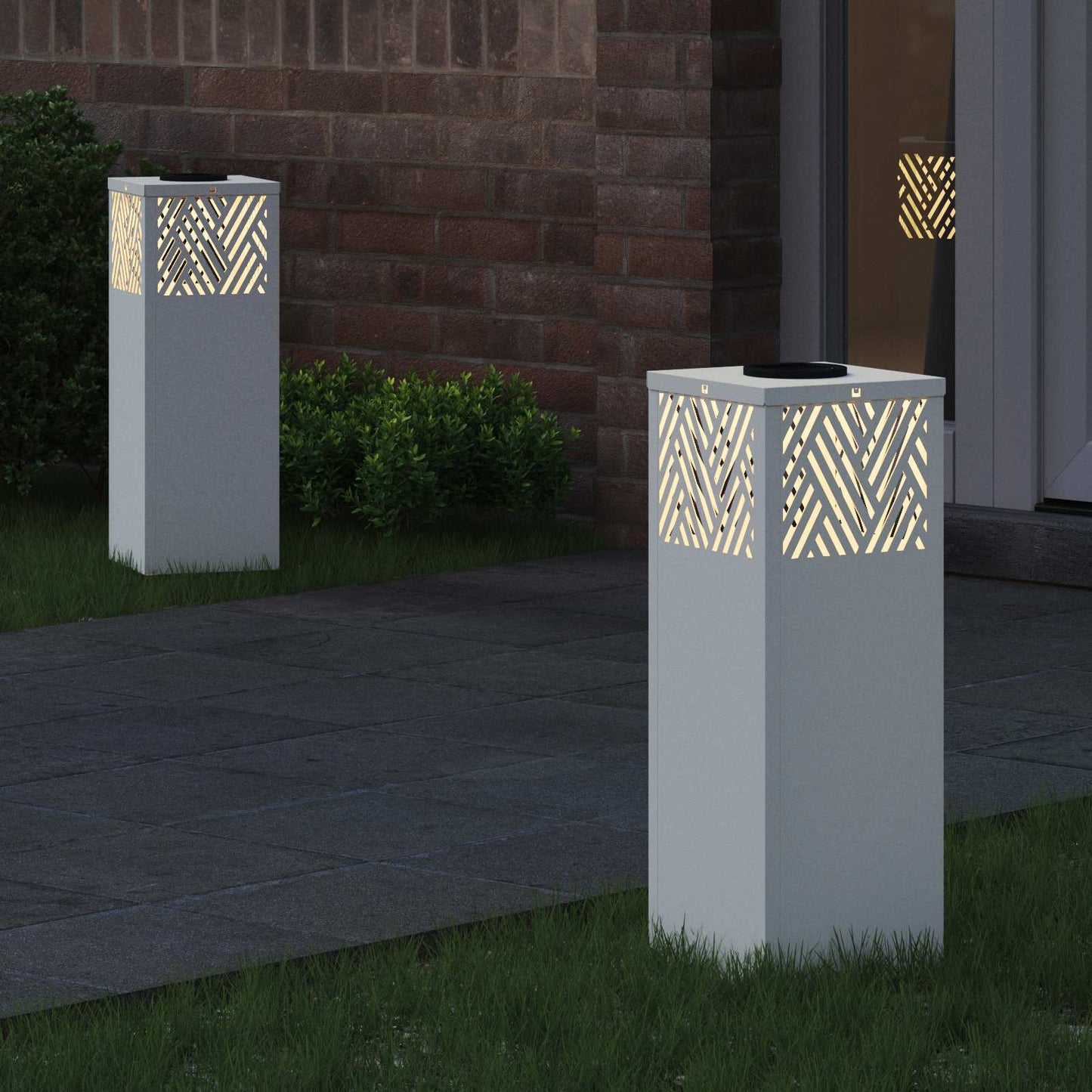 Solar LED Pad Licht Visgraat 2 pcs Wit Koudgewalst staal is nu te koop bij PeponiXL, paradijselijk wonen!