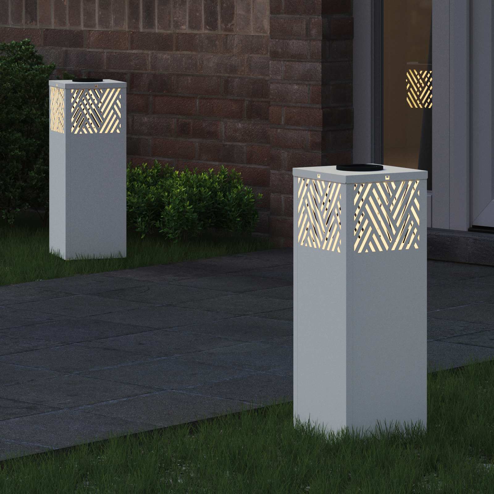 Solar LED Pad Licht Visgraat 2 pcs Wit Koudgewalst staal is nu te koop bij PeponiXL, paradijselijk wonen!