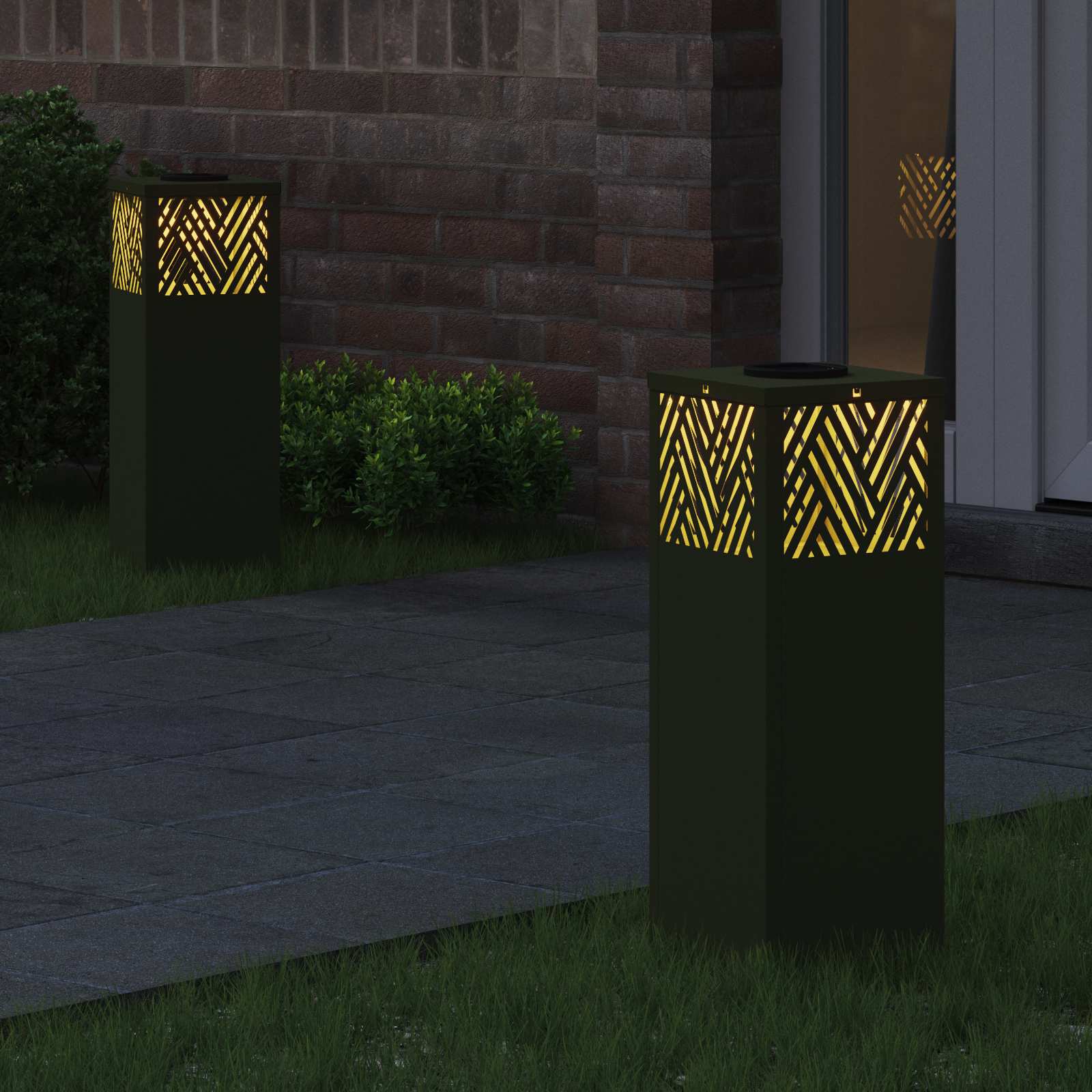 Solar LED Pad Licht 2 pcs Olijf Groen Koudgewalst staal is nu te koop bij PeponiXL, paradijselijk wonen!