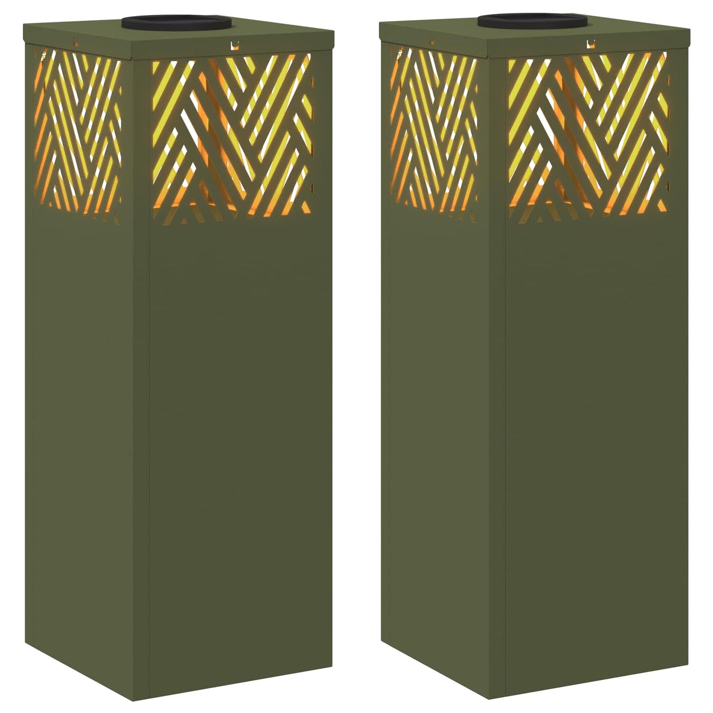 Solar LED Pad Licht 2 pcs Olijf Groen Koudgewalst staal is nu te koop bij PeponiXL, paradijselijk wonen!