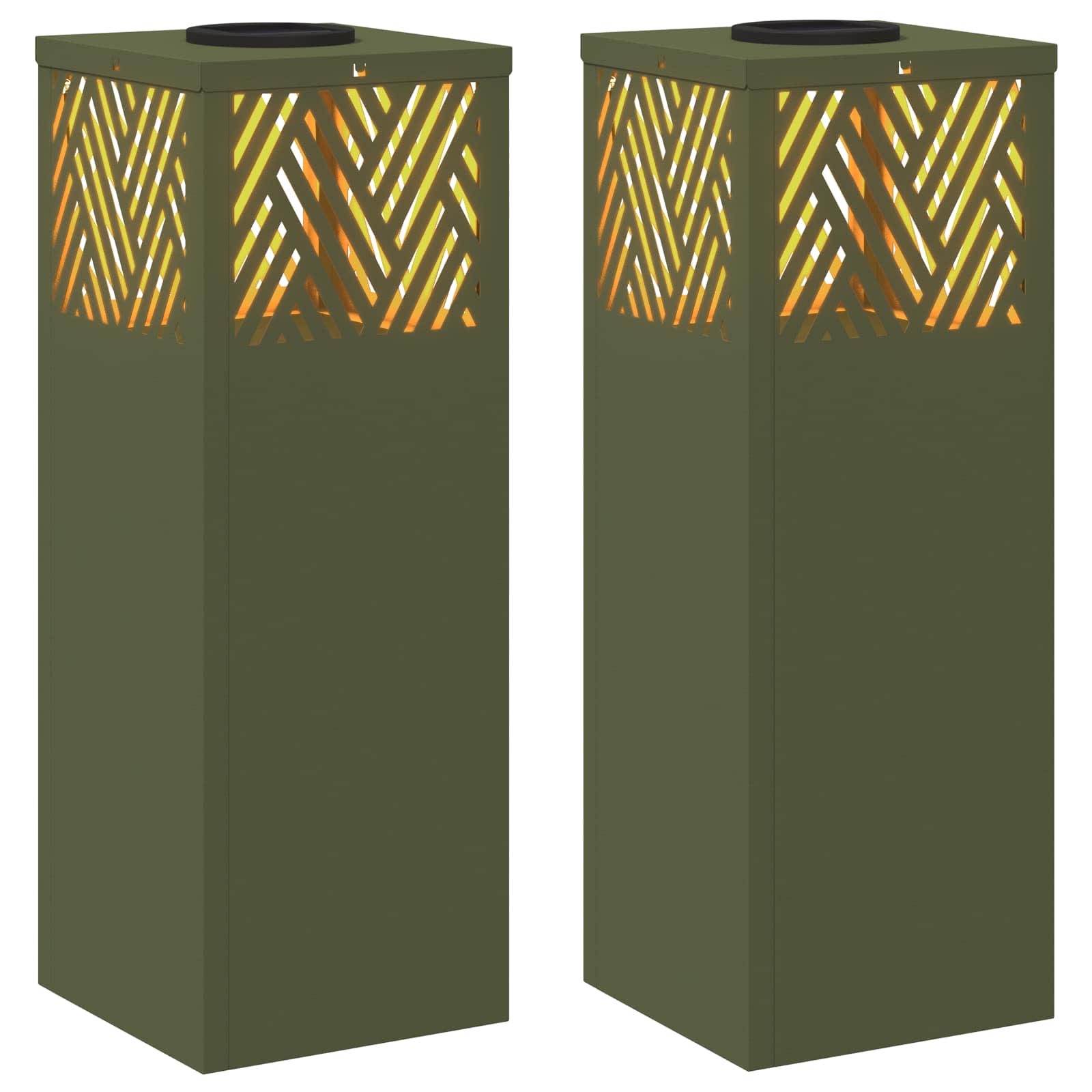 Solar LED Pad Licht 2 pcs Olijf Groen Koudgewalst staal is nu te koop bij PeponiXL, paradijselijk wonen!