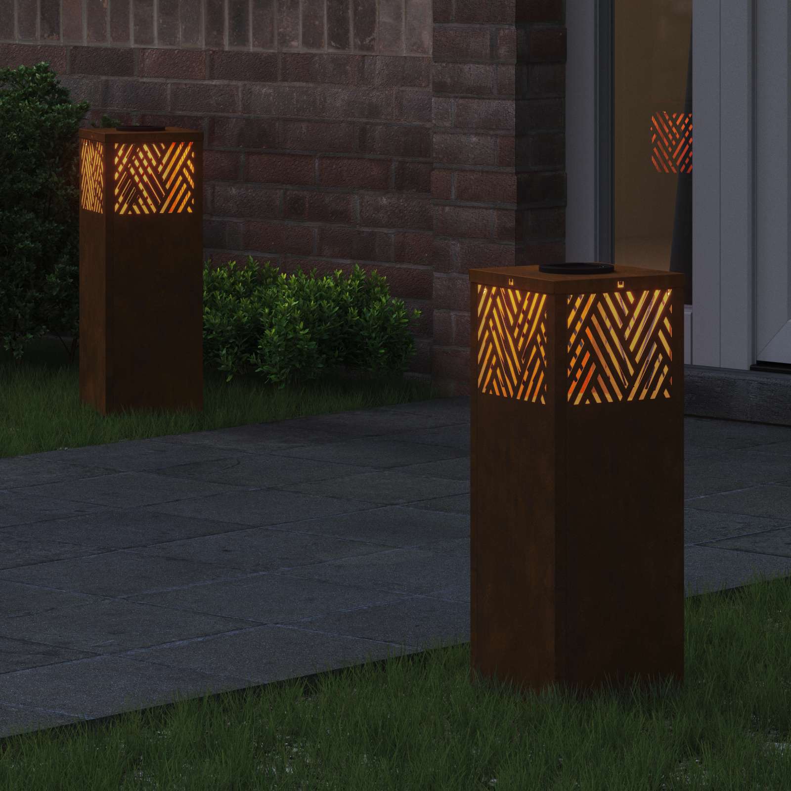 Solar LED Pad Licht Visgraat 2 pcs Cortenstaal Cortenstaal is nu te koop bij PeponiXL, paradijselijk wonen!