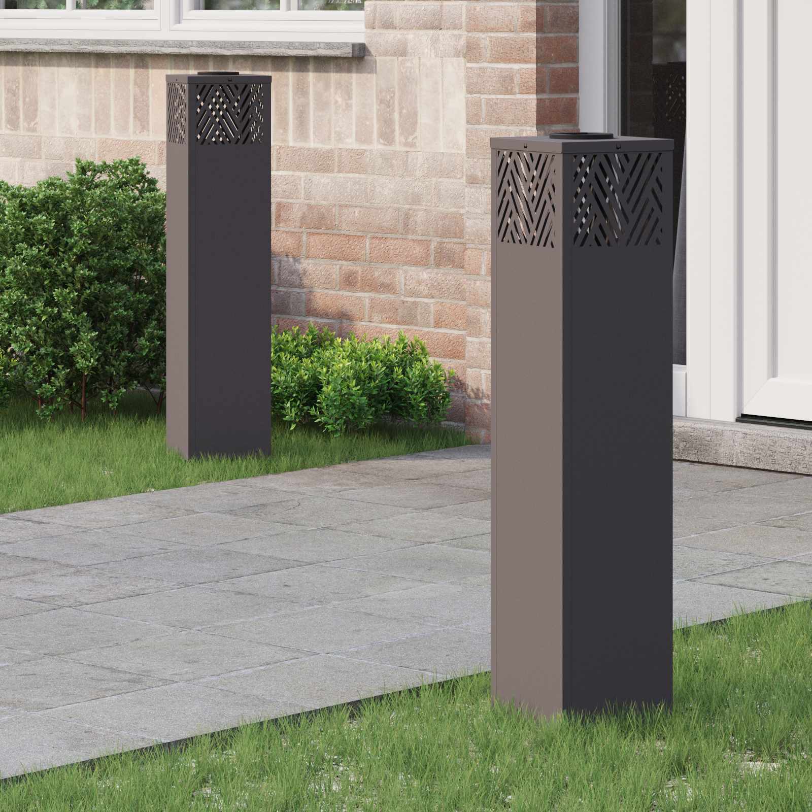 Solar LED Pad Licht Visgraat 2 pcs Zwart Koudgewalst staal is nu te koop bij PeponiXL, paradijselijk wonen!