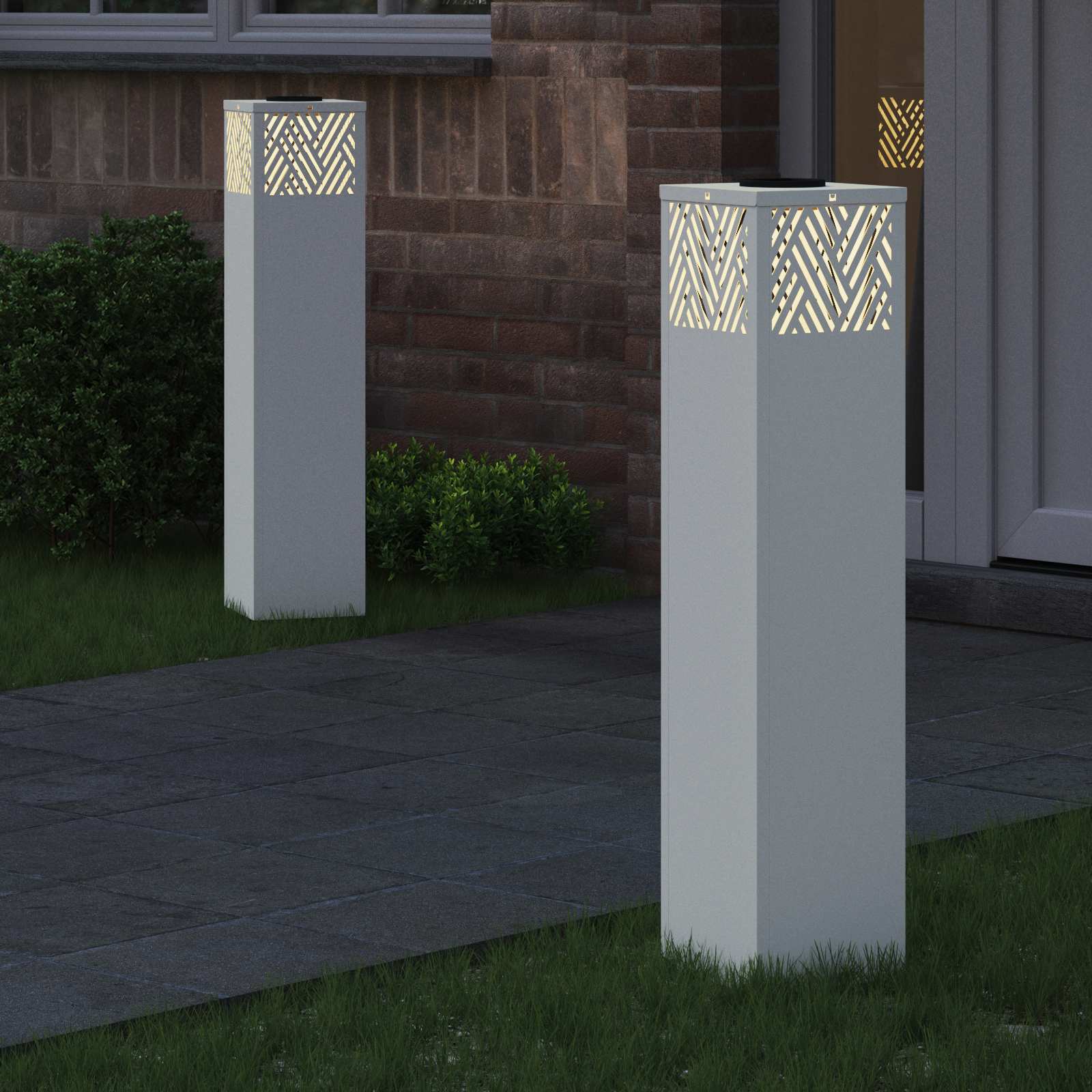 Solar LED Pad Licht Visgraat 2 pcs Wit Koudgewalst staal is nu te koop bij PeponiXL, paradijselijk wonen!