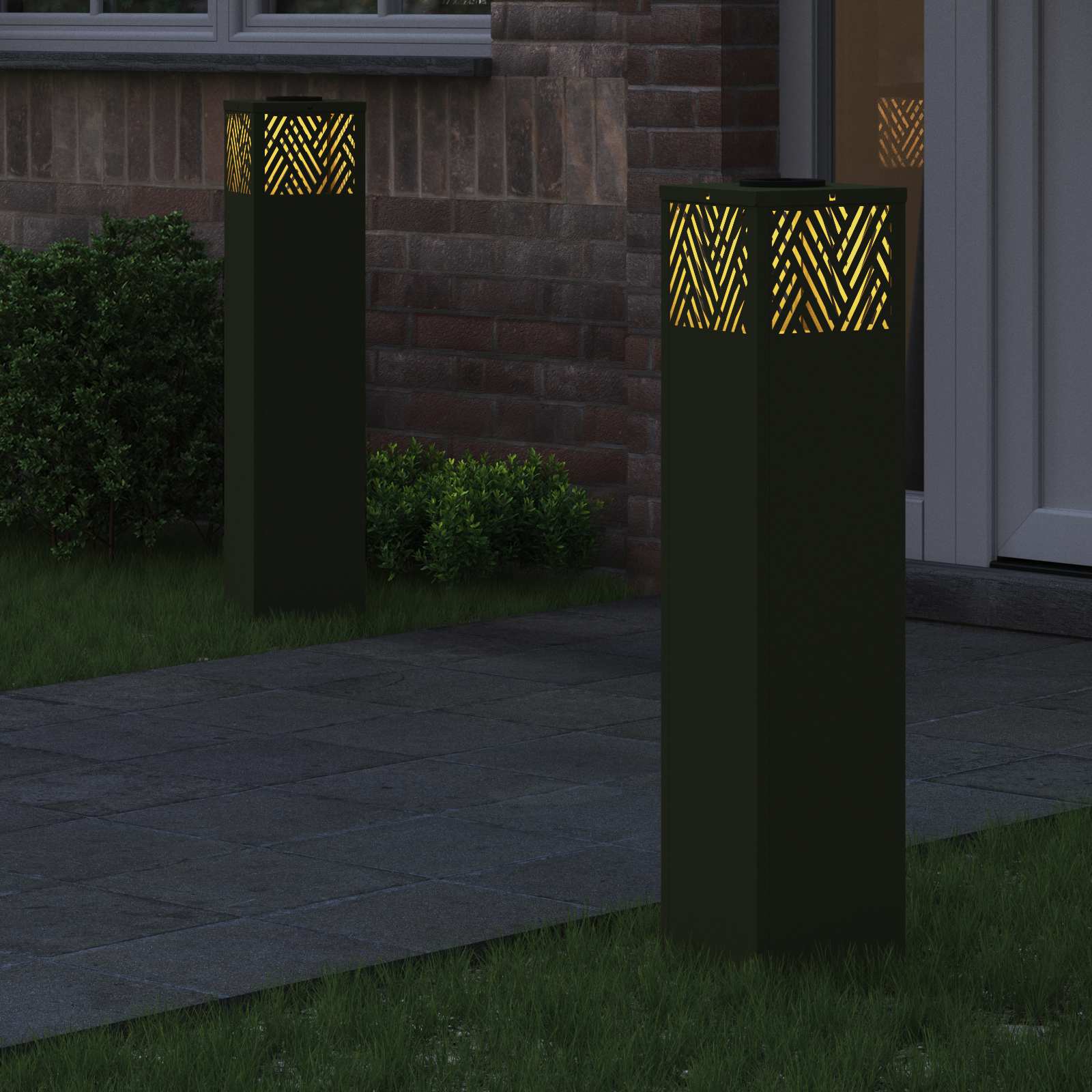 Solar LED Pad Licht 2 pcs Olijf Groen Koudgewalst staal is nu te koop bij PeponiXL, paradijselijk wonen!