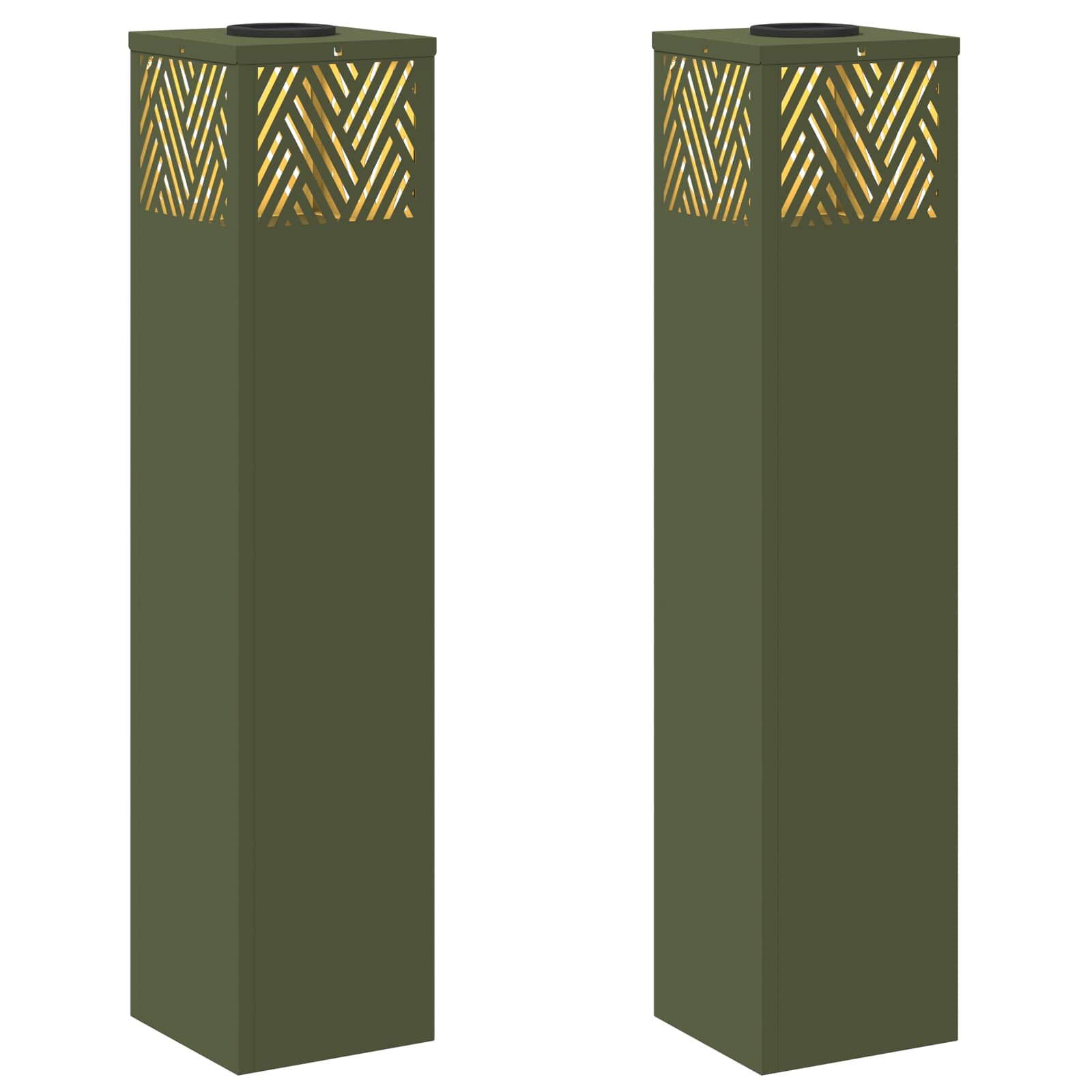 Solar LED Pad Licht 2 pcs Olijf Groen Koudgewalst staal is nu te koop bij PeponiXL, paradijselijk wonen!